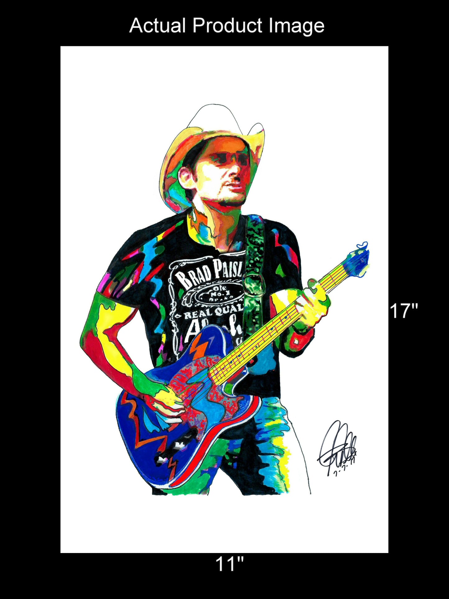 Brad Paisley Singer Guitar Music Poster Print Wall Art 11x17