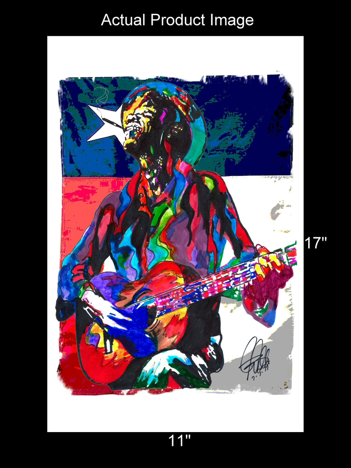 Lightnin Hopkins Guitar Texas Blues Music Poster Print Wall Art 11x17
