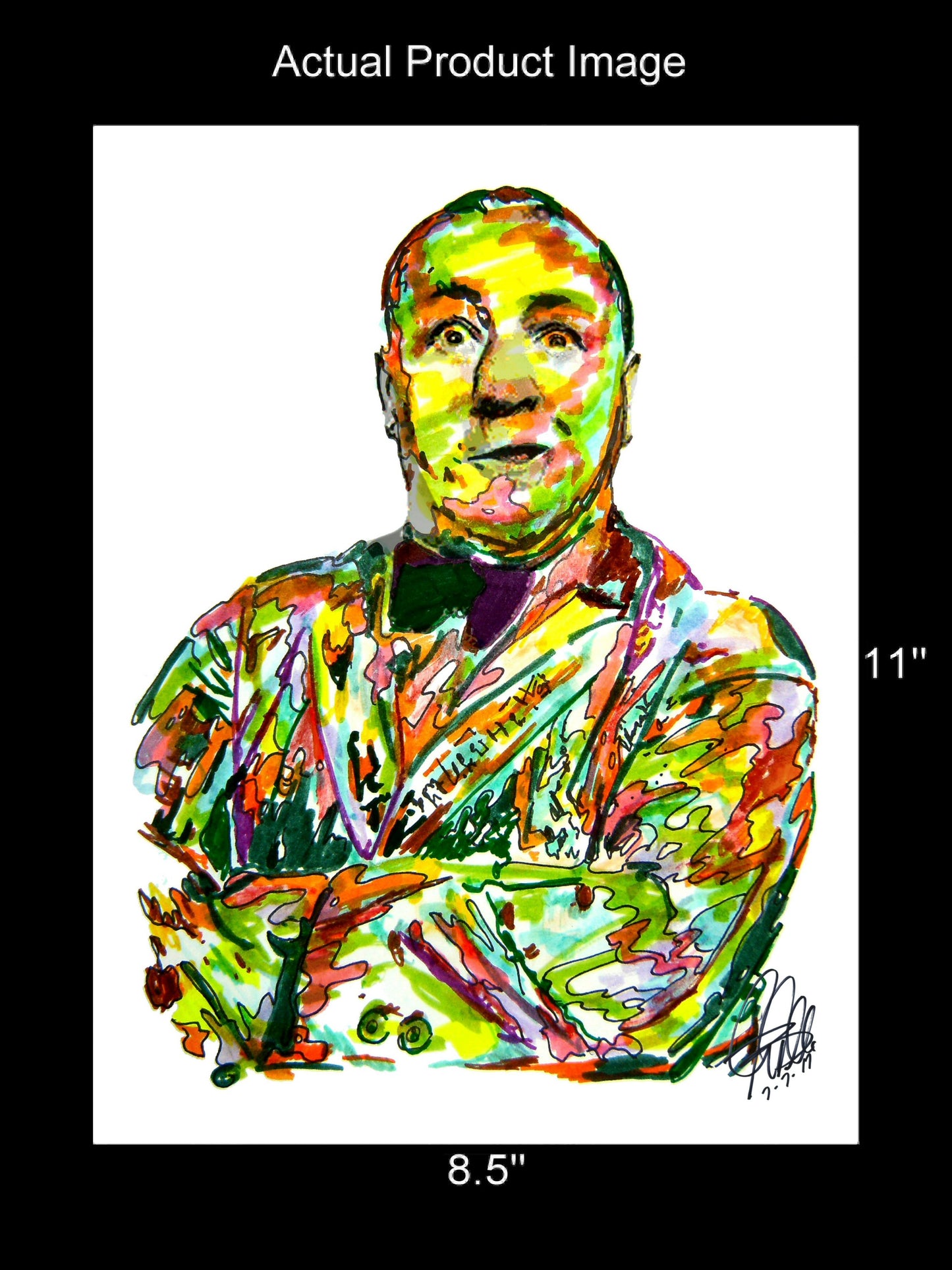 Curly Howard Three Stooges Comedy Poster Print Wall Art 8.5x11