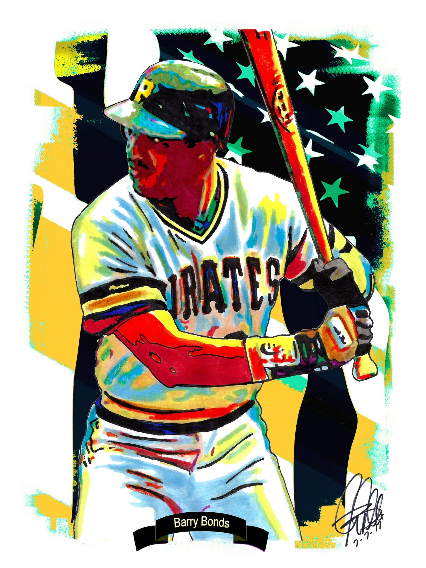 Barry Bonds Pittsburgh Pirates Baseball Sports Poster Print Wall Art 18x24