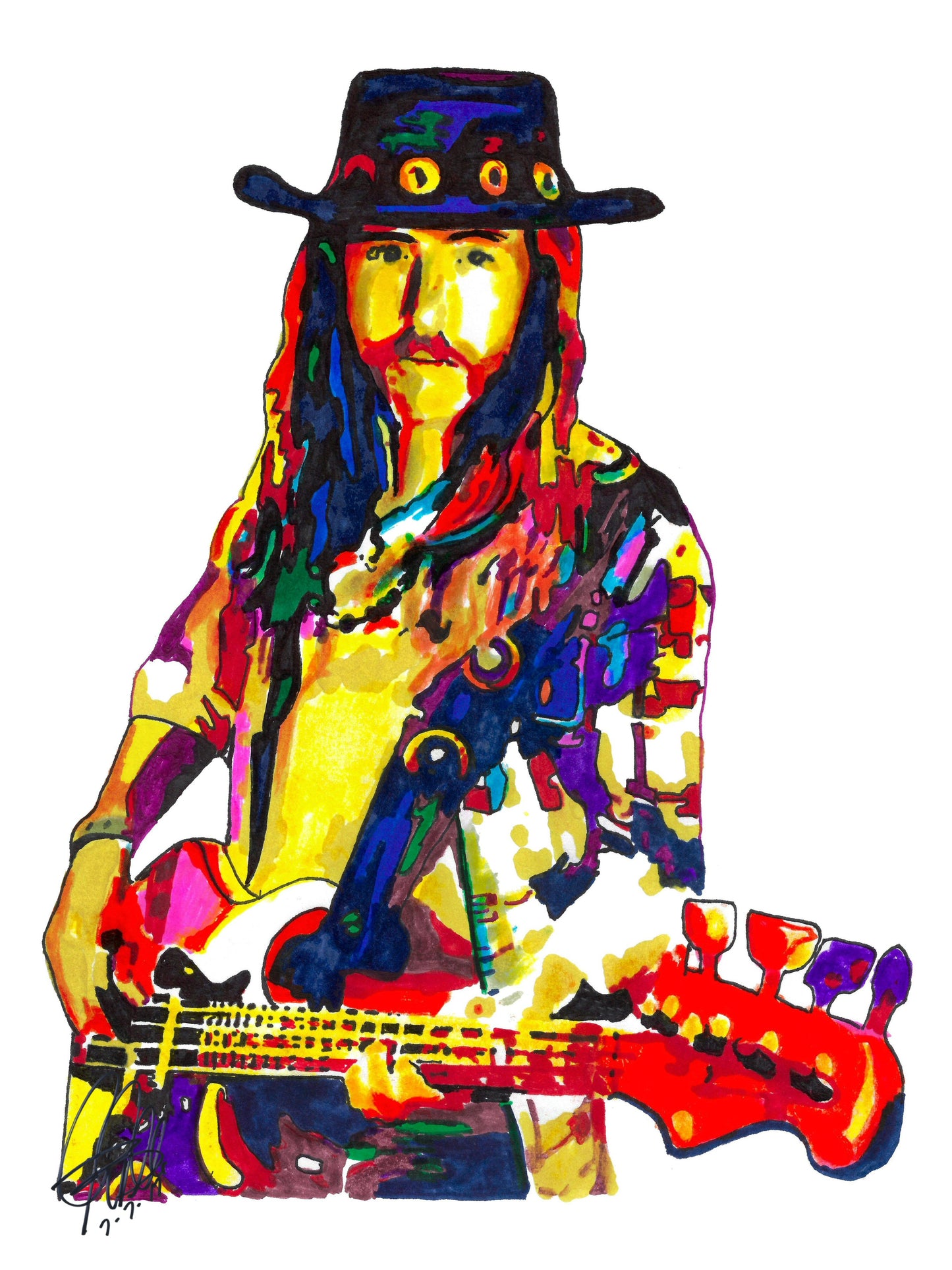 Berry Oakley Allman Brothers Bass Guitar Rock Music Print Poster Wall Art 18x24