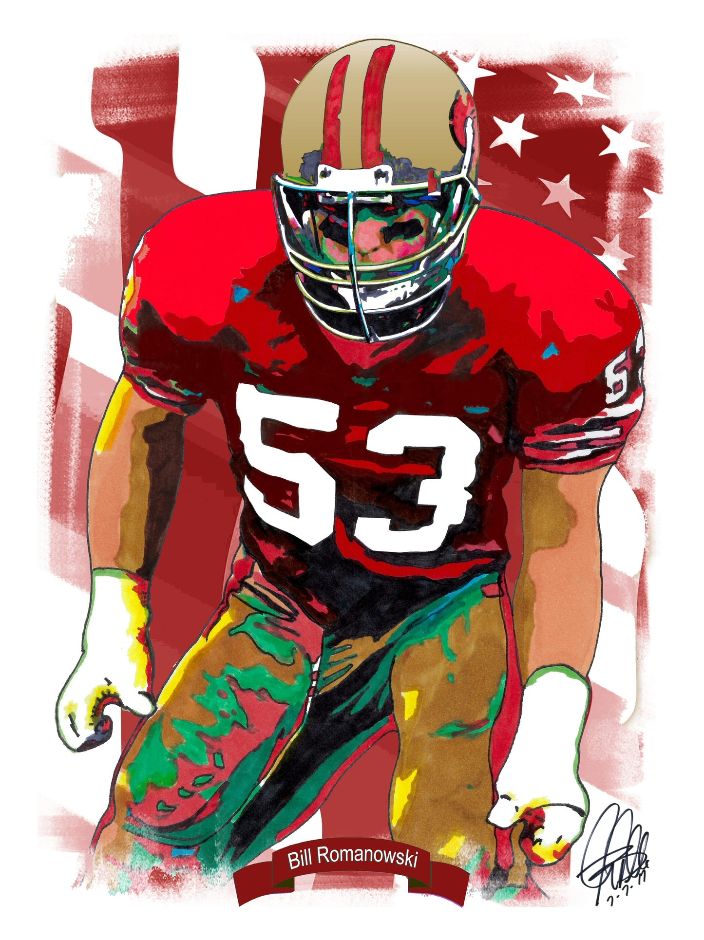 Bill Romanowski San Francisco 49ers Football Sports Poster Print Wall Art 8.5x11