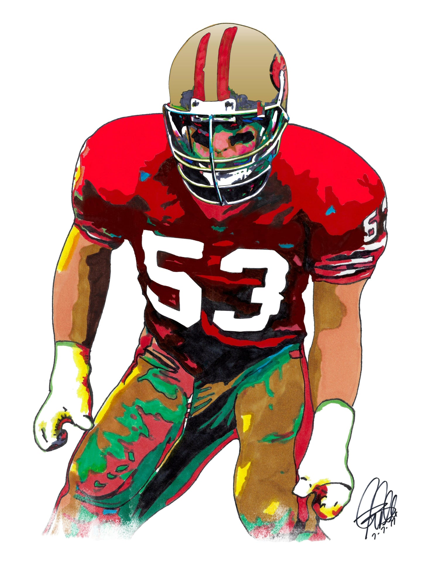 Bill Romanowski San Francisco 49ers Football LB Poster Print Wall Art 8.5x11