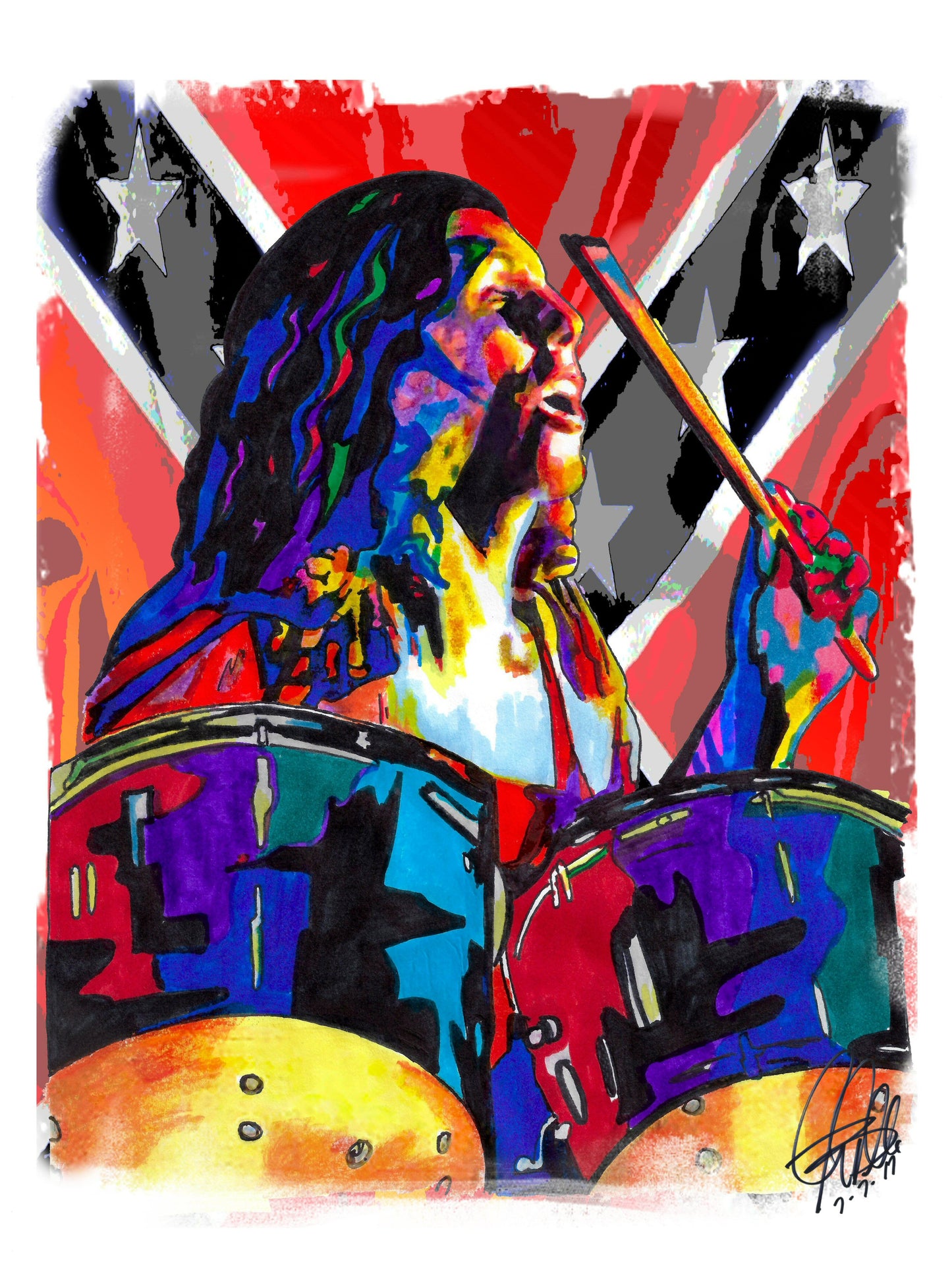 Bob Burns of Lynyrd Skynyrd Drums Music Poster Print Wall Art 18x24