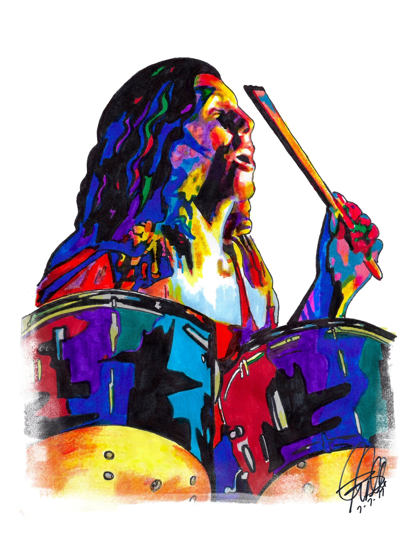 Bob Burns of Lynyrd Skynyrd Drums Rock Music Poster Print Wall Art 18x24