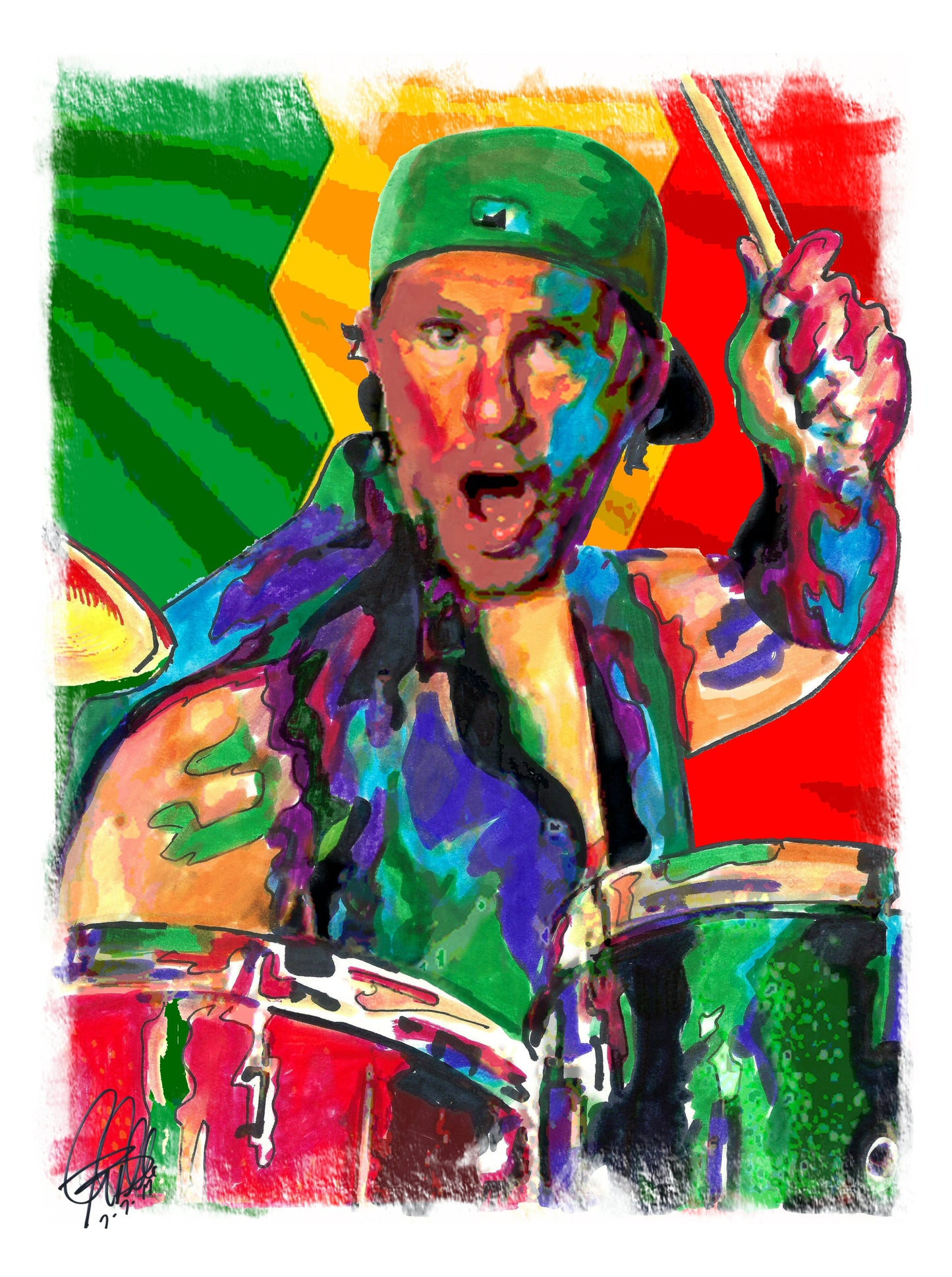 Chad Smith Red Hot Chili Peppers Drums Funk Rock Poster Print Wall Art 8.5x11