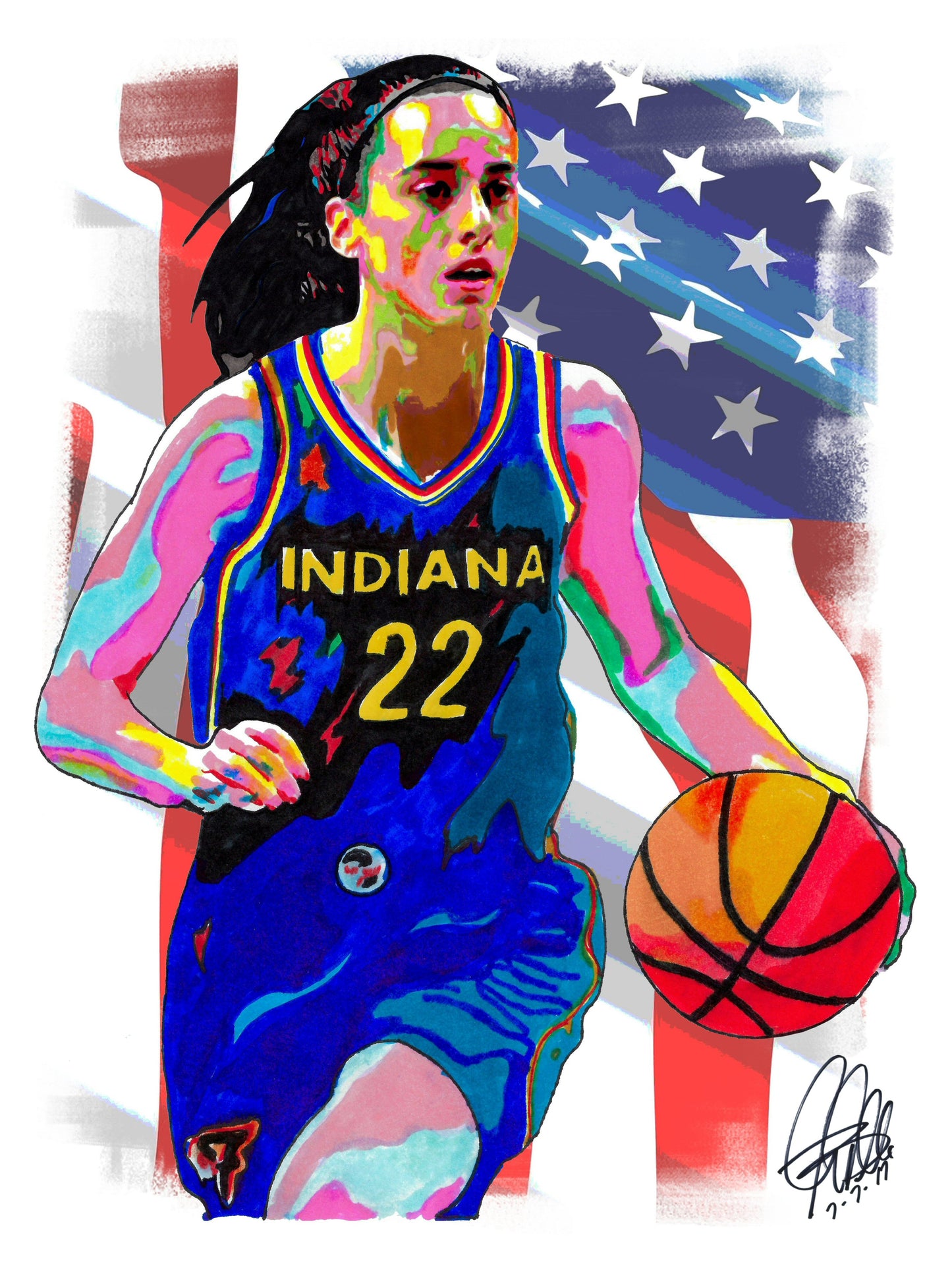 Caitlin Clark Indiana Fever Basketball USA Sports Poster Print Wall Art 18x24