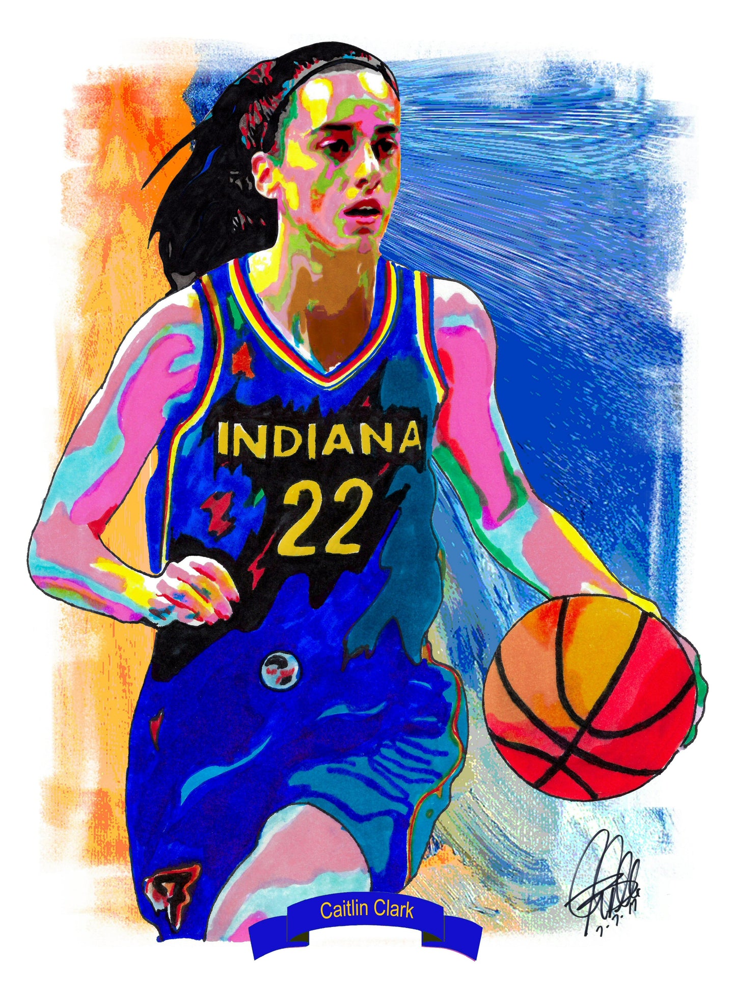 Caitlin Clark Indiana Fever Basketball Sports Poster Print Wall Art 18x24