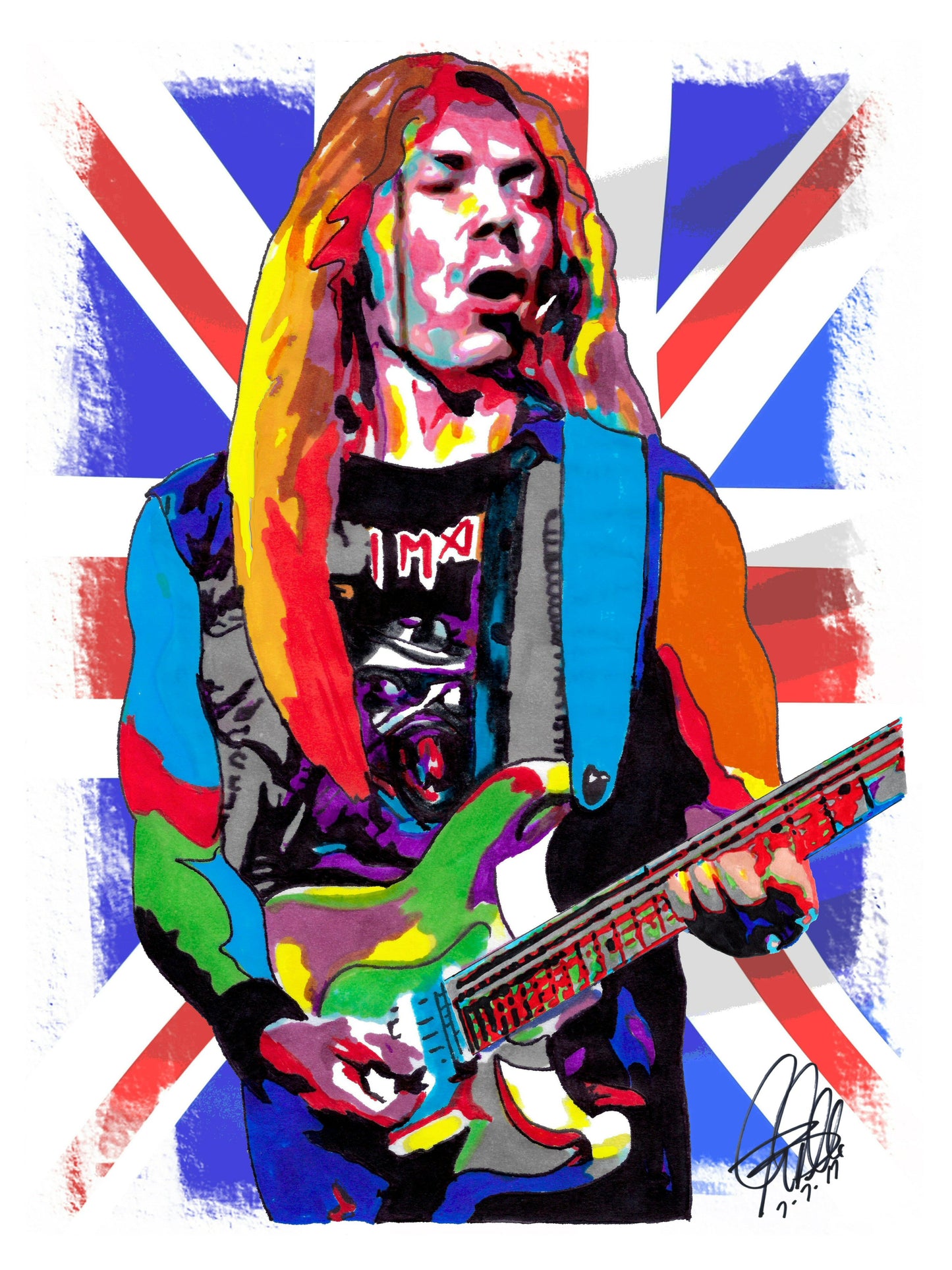 Dave Murray Iron Maiden Guitar Hard Rock Music Poster Print Wall Art 8.5x11