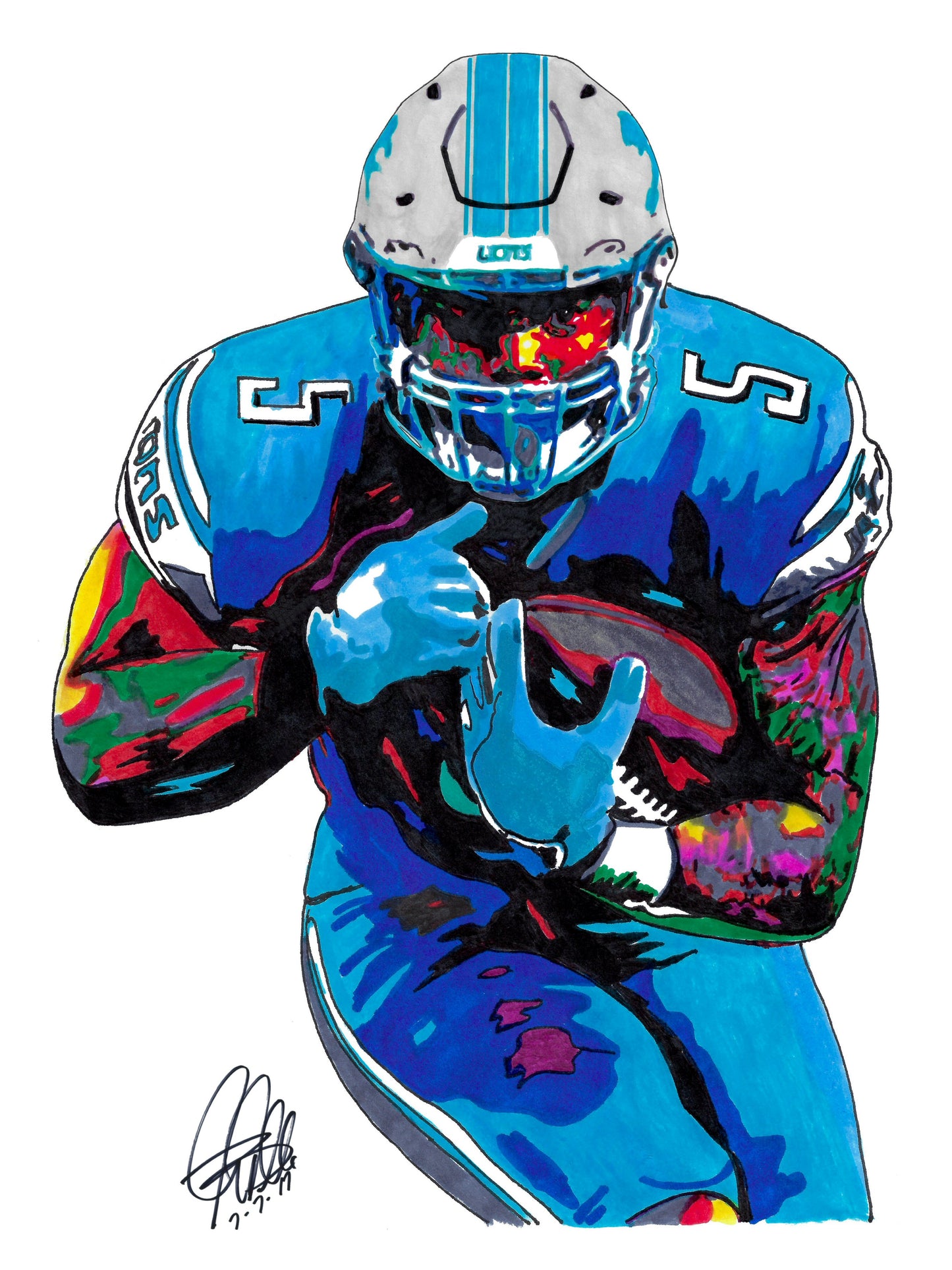 David Montgomery Detroit Lions Football RB Poster Print Wall Art 8.5x11