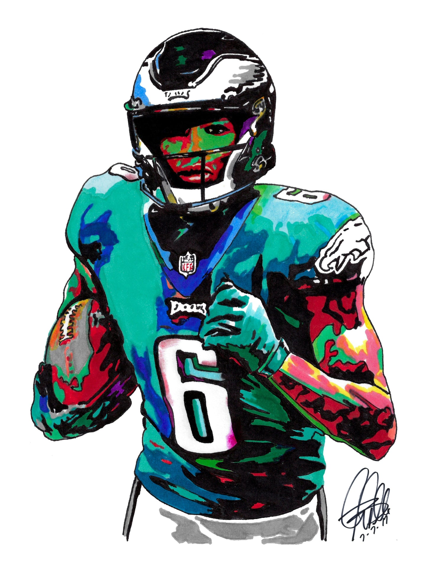 DeVonta Smith Philadelphia Eagles Football Poster Print Wall Art 8.5x11