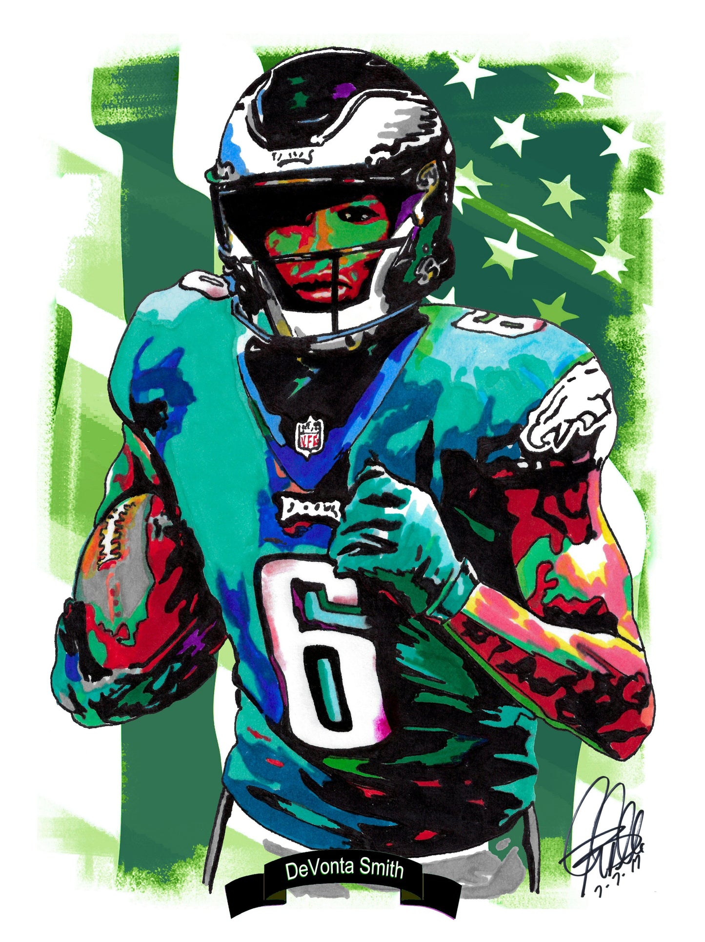 DeVonta Smith Philadelphia Eagles Football Poster Print Wall Art 18x24