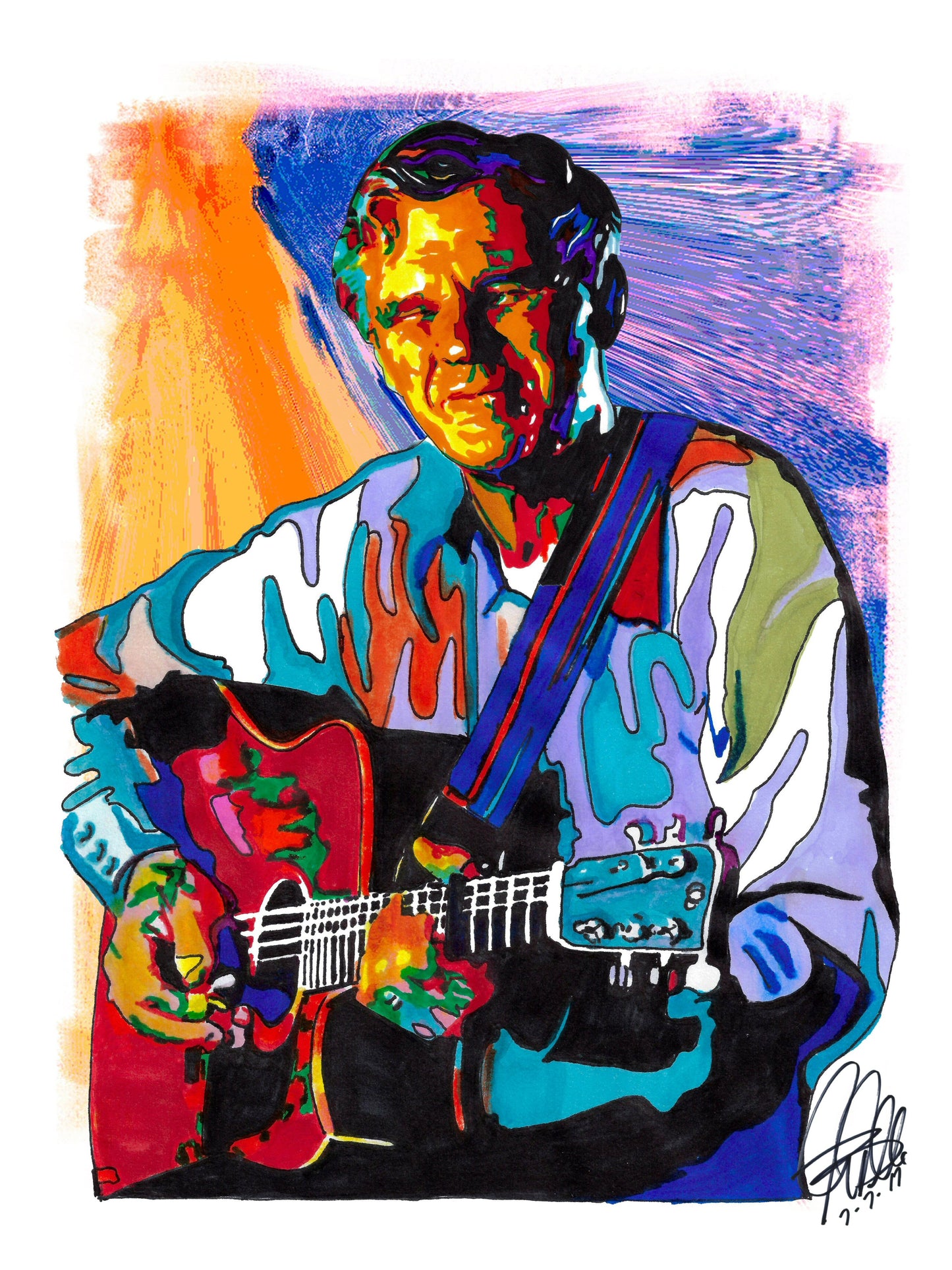 Doc Watson Guitar Bluegrass Folk Country Music Poster Print Wall Art 18x24