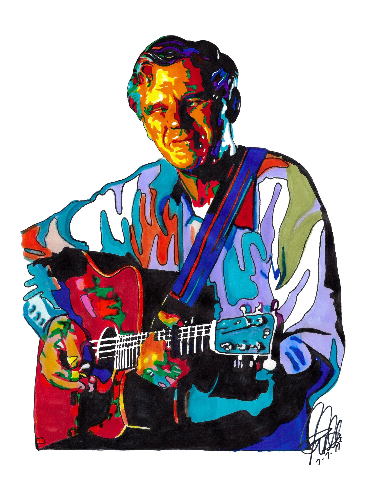 Doc Watson Guitar Bluegrass Country Music Poster Print Wall Art 8.5x11