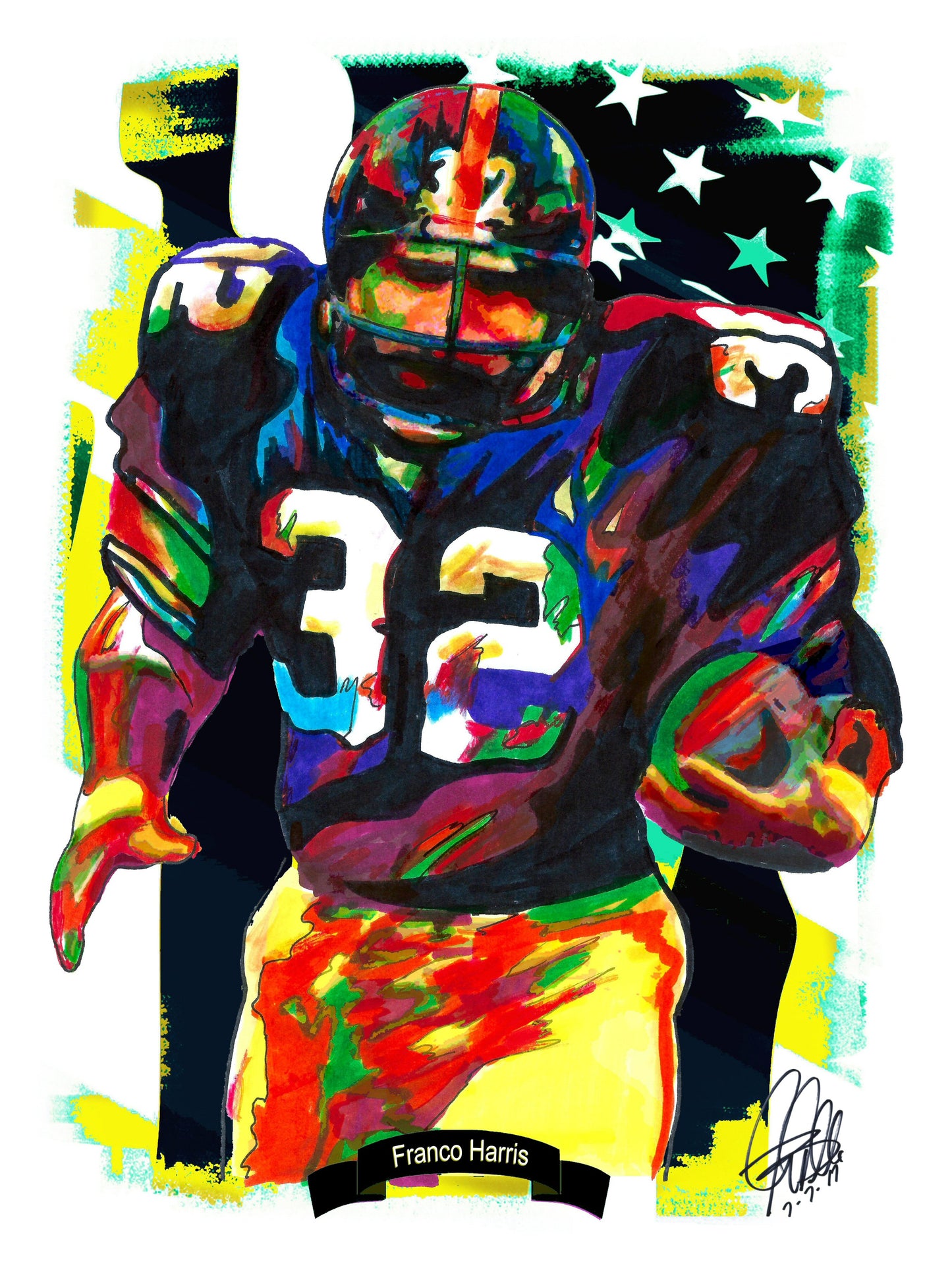 Franco Harris Pittsburgh Steelers Football RB Poster Print Wall Art 18x24