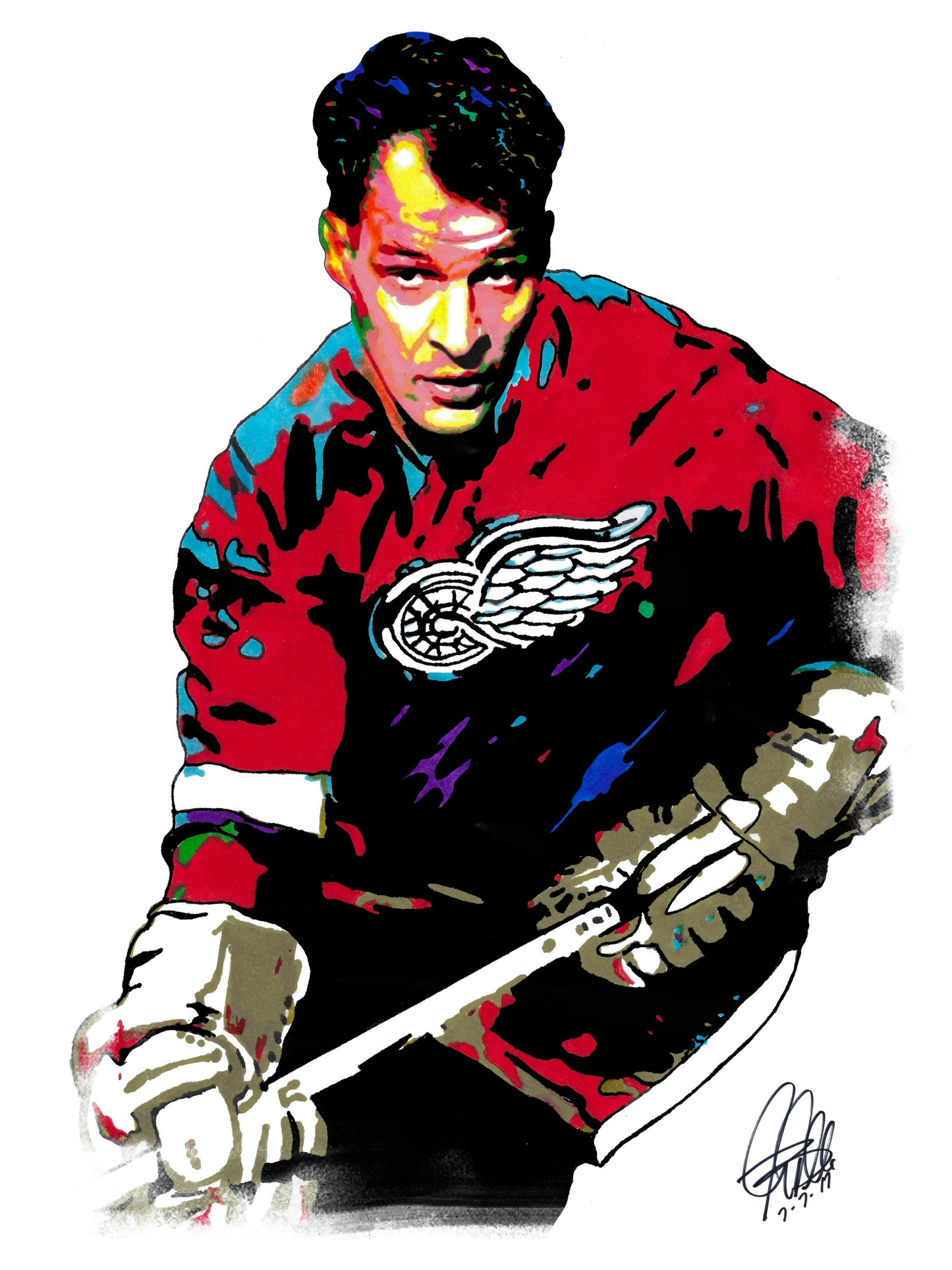 Gordie Howe Detroit Red Wings Hockey Print Poster Wall Art 18x24