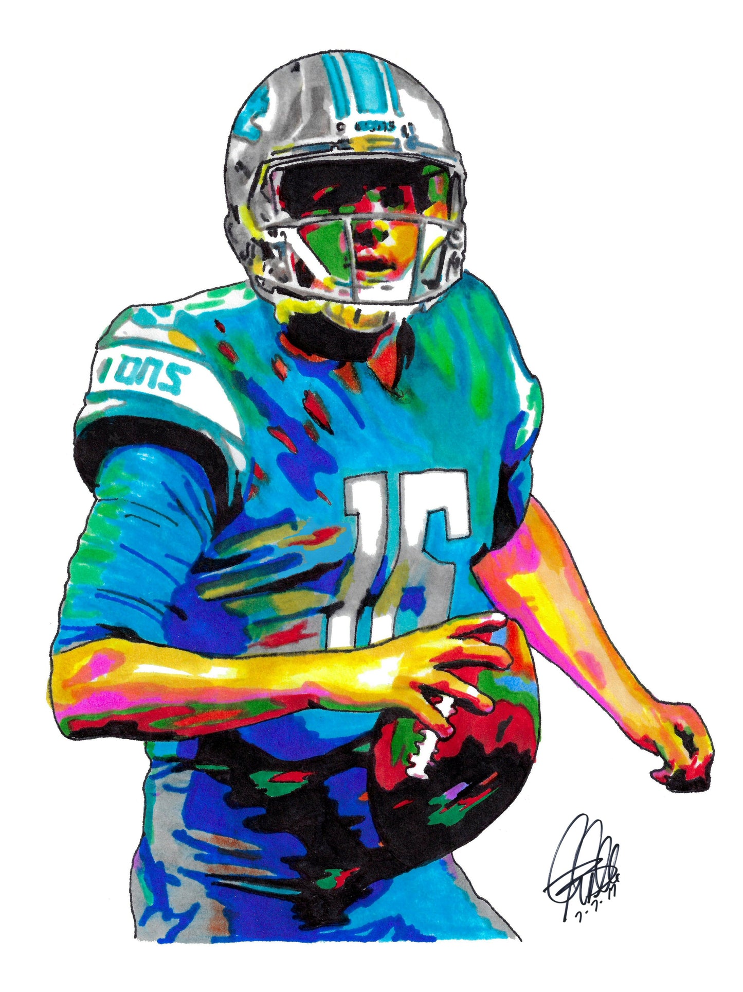 Jared Goff Detroit Lions Football Sports Poster Print Wall Art 18x24