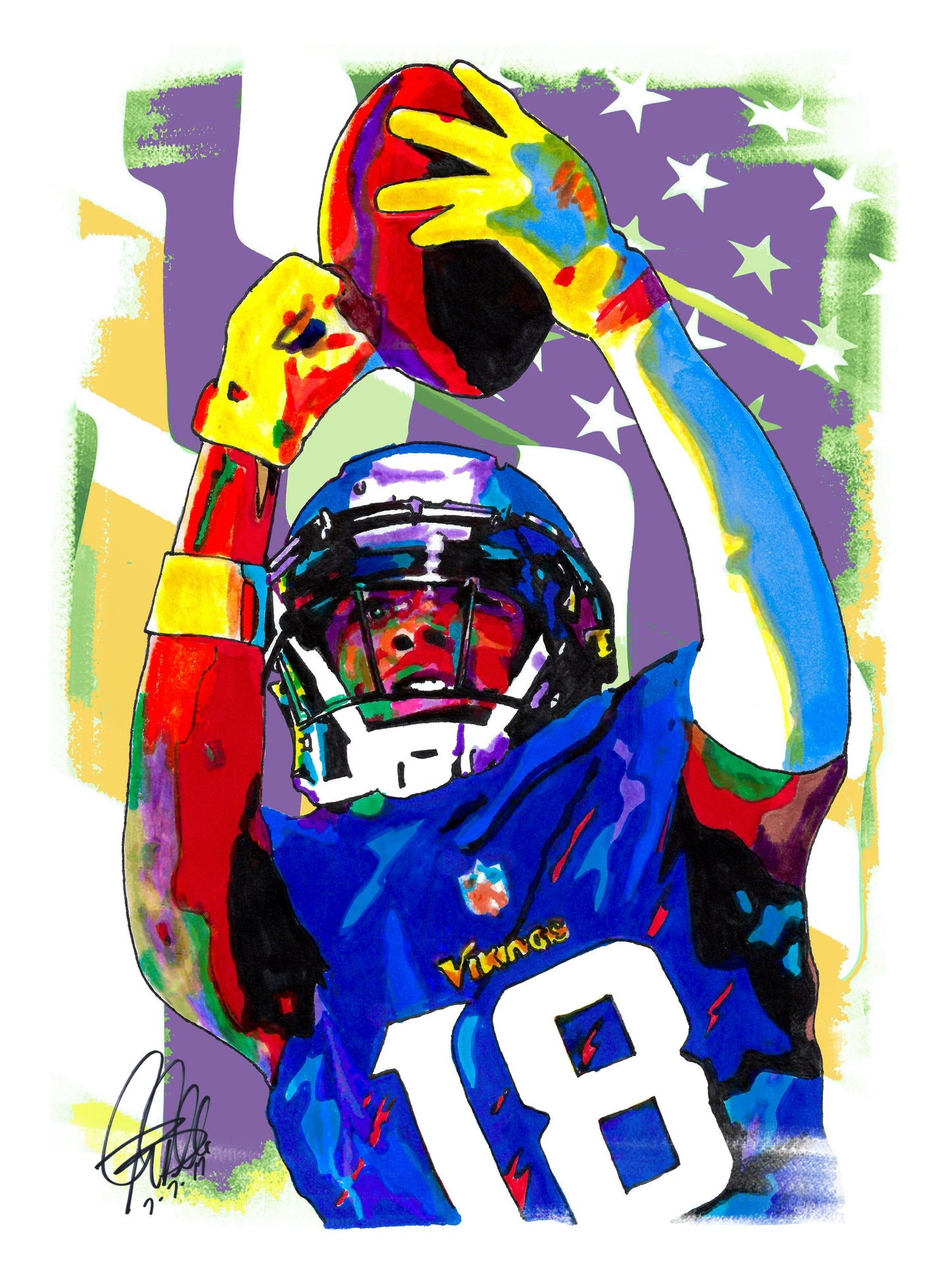 Justin Jefferson Minnesota Vikings Football Print Poster Wall Art 18x24