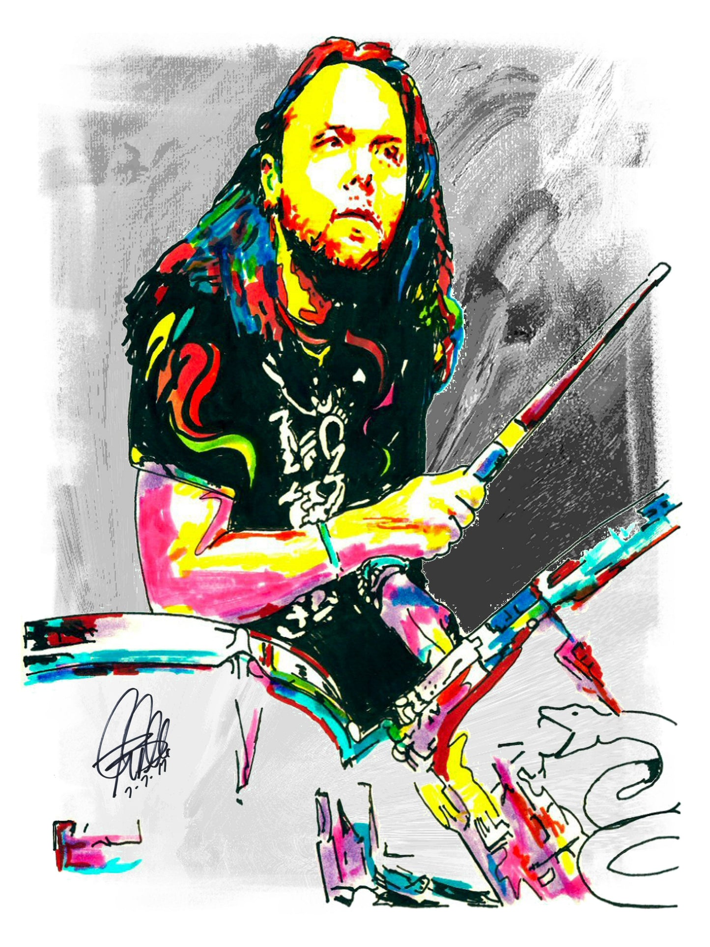 Lars Ulrich Metallica Drums Heavy Metal Rock Music Poster Print Wall Art 18x24