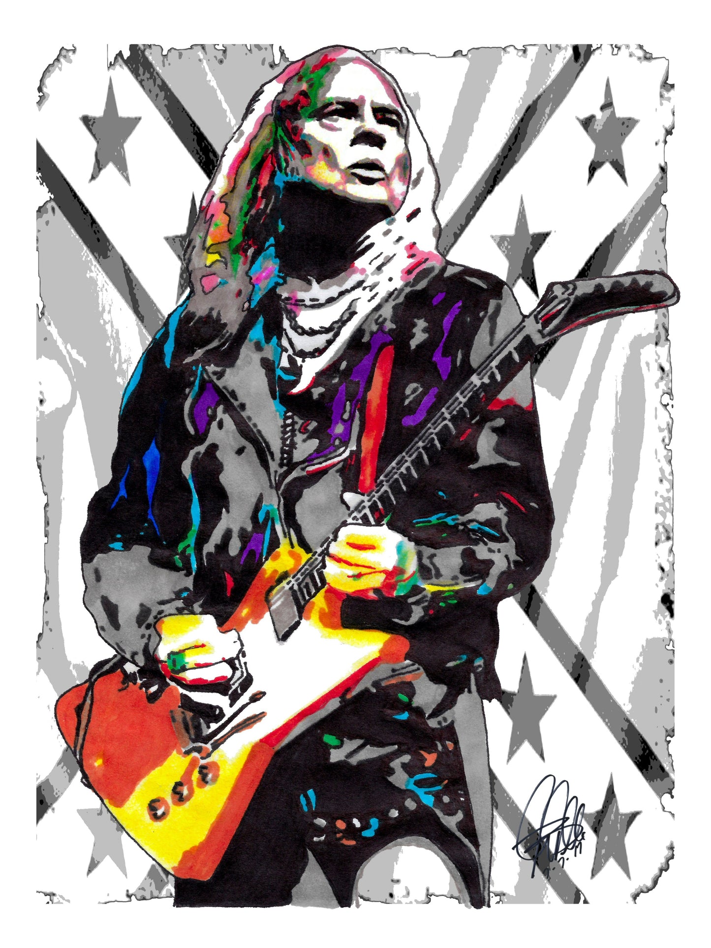 Rickey Medlocke Lynyrd Skynyrd Guitar Rock Music Poster Print Wall Art 18x24