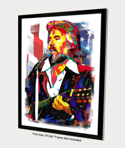 Kenny Rogers Singer Country Pop Music Poster Print Wall Art 18x24