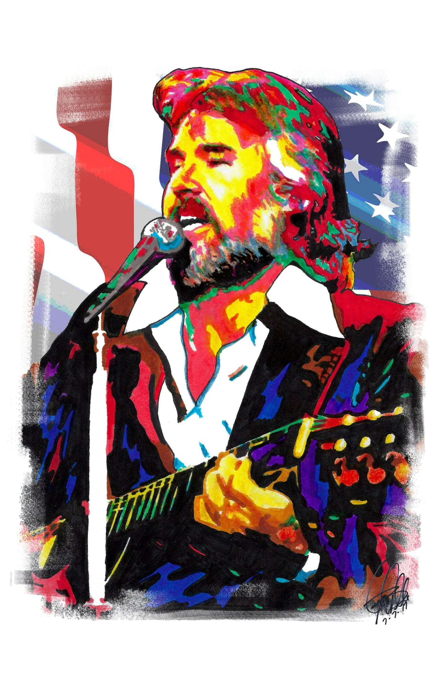 Kenny Rogers Singer Country Pop Music Poster Print Wall Art 11x17