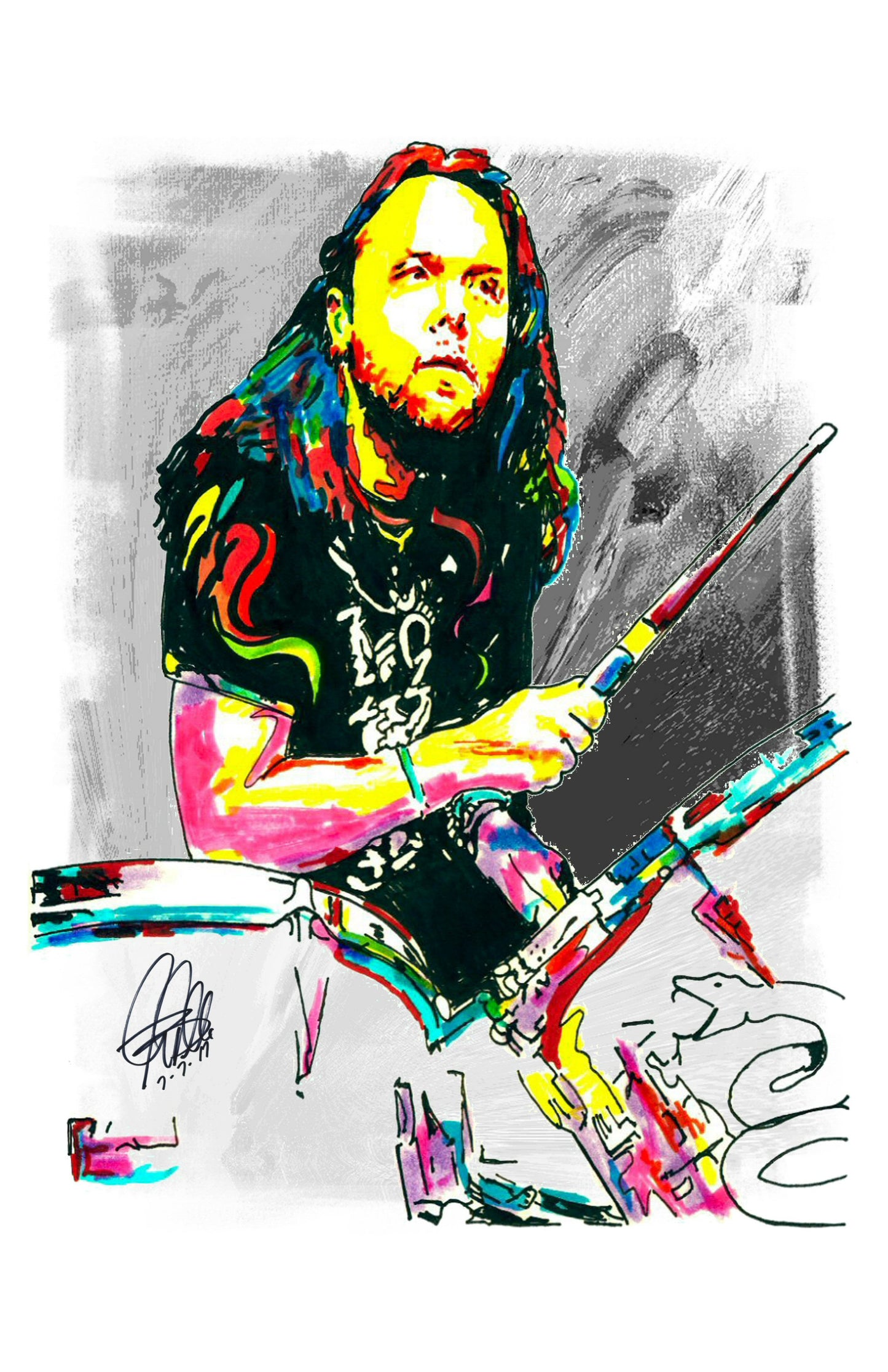 Lars Ulrich Metallica Drums Heavy Metal Rock Music Poster Print Wall Art 11x17