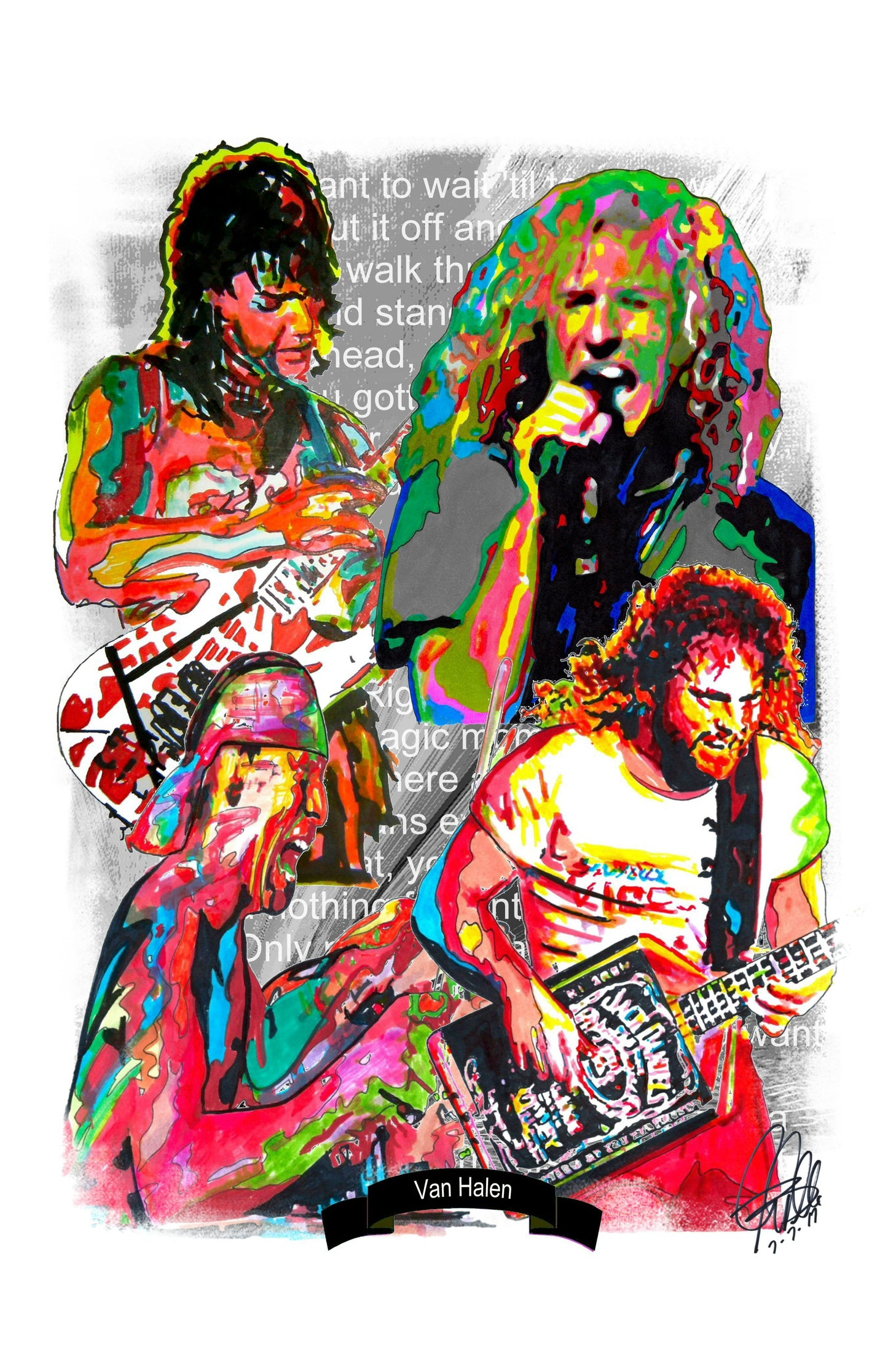 Van Halen Sammy Hagar Rock Music Poster Print Wall Art 11x17