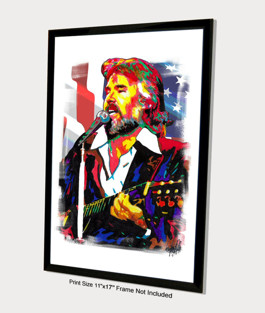 Kenny Rogers Singer Country Pop Music Poster Print Wall Art 11x17