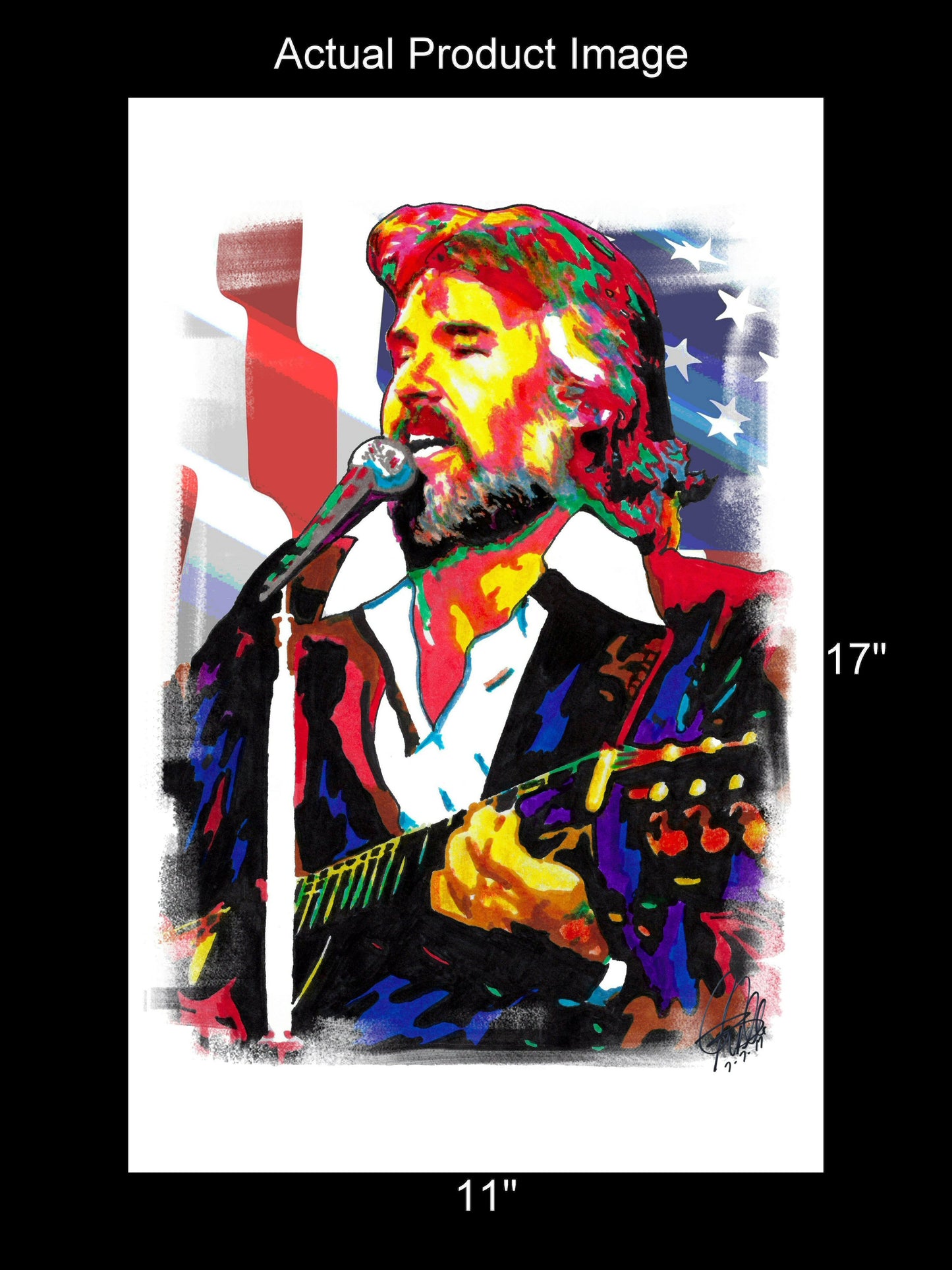 Kenny Rogers Singer Country Pop Music Poster Print Wall Art 11x17