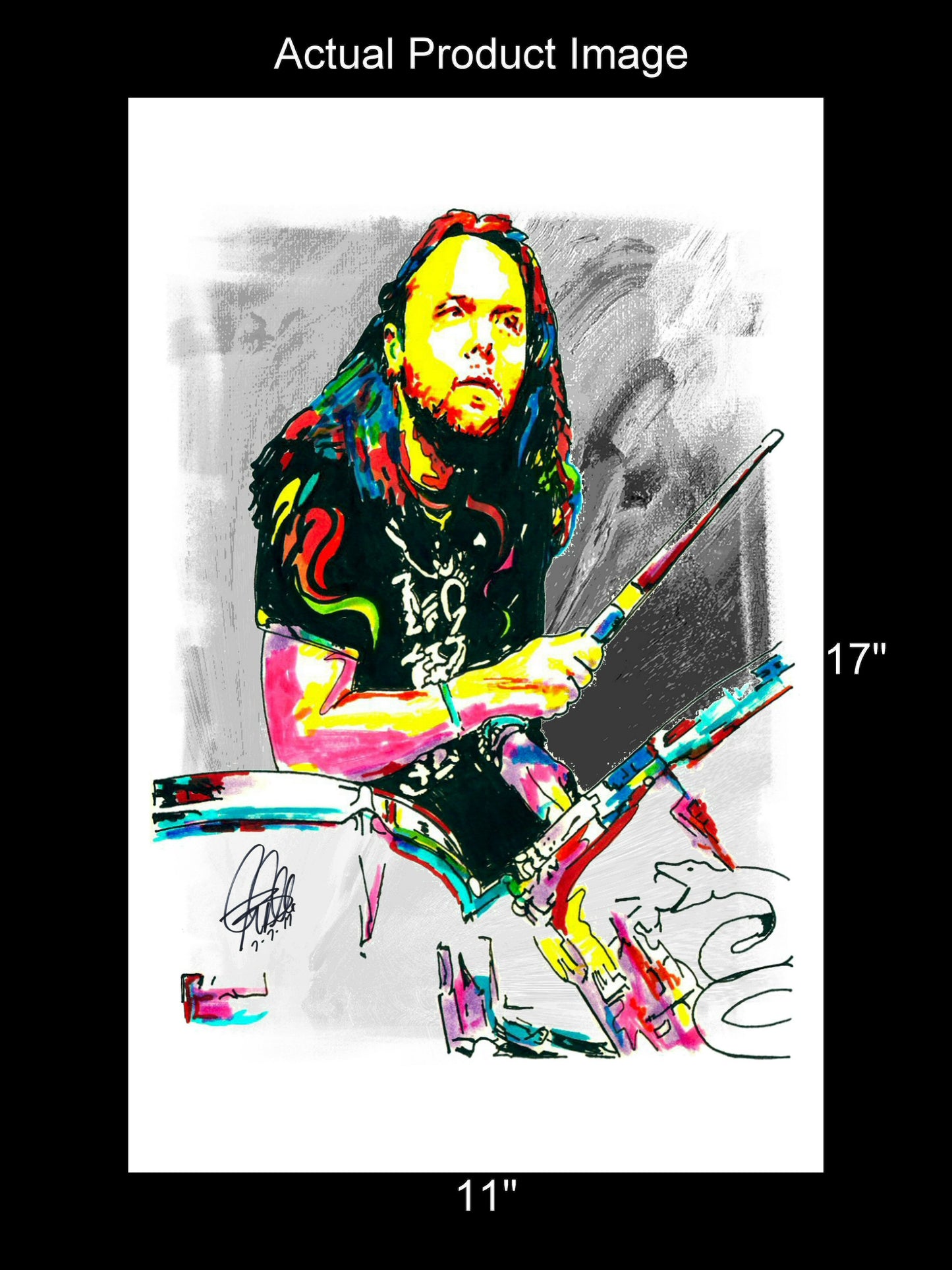 Lars Ulrich Metallica Drums Heavy Metal Rock Music Poster Print Wall Art 11x17