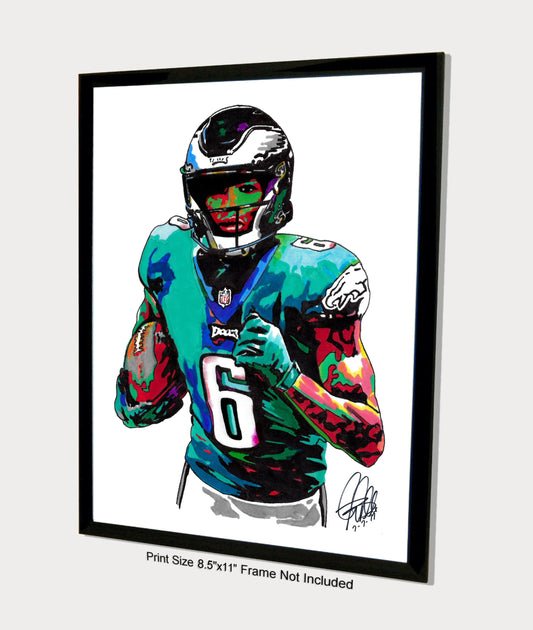 DeVonta Smith Philadelphia Eagles Football Sports Poster Print Wall Art 8.5x11