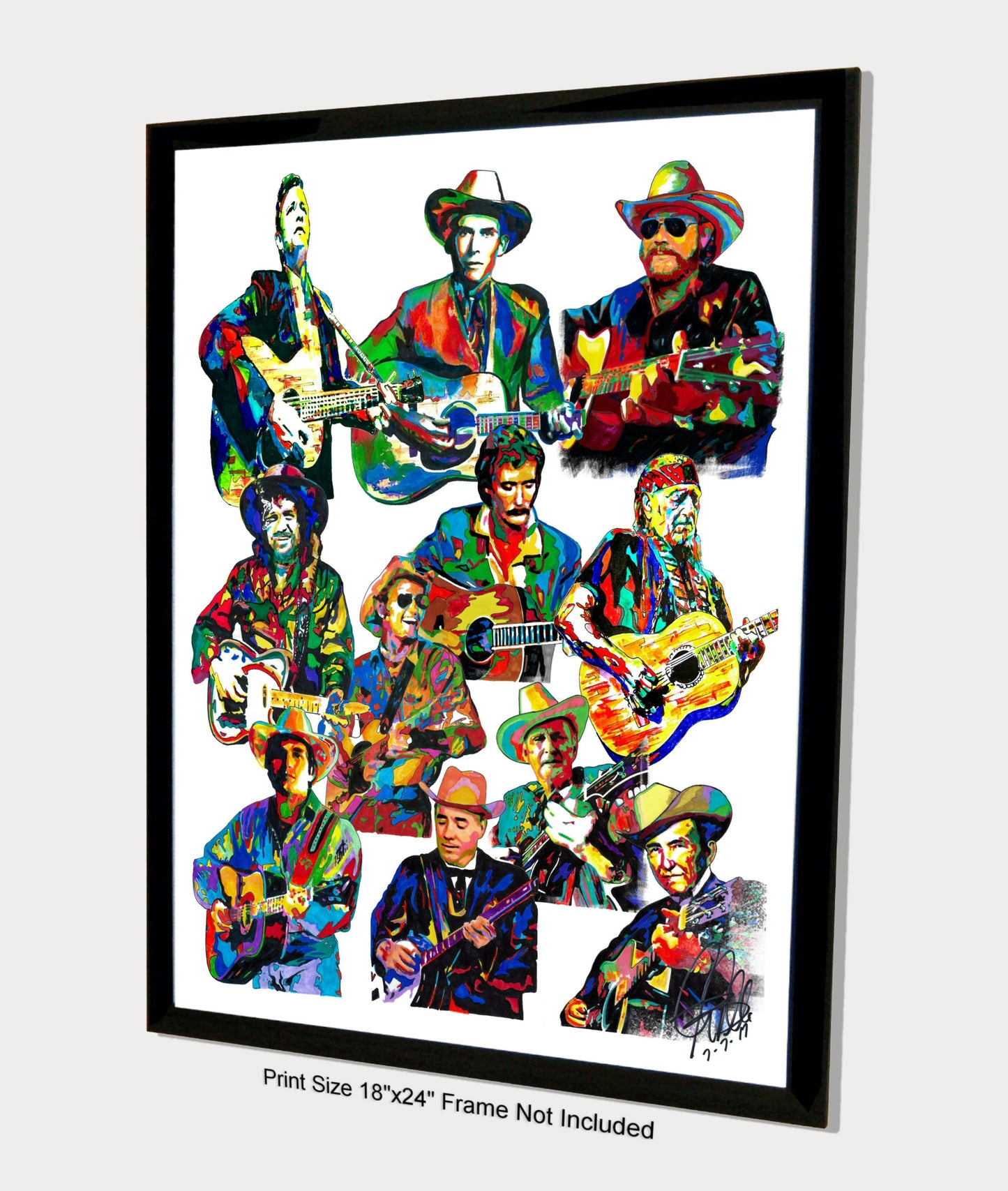 Bluegrass Country Players Johnny Cash Willie Nelson Poster Print Wall Art 18x24