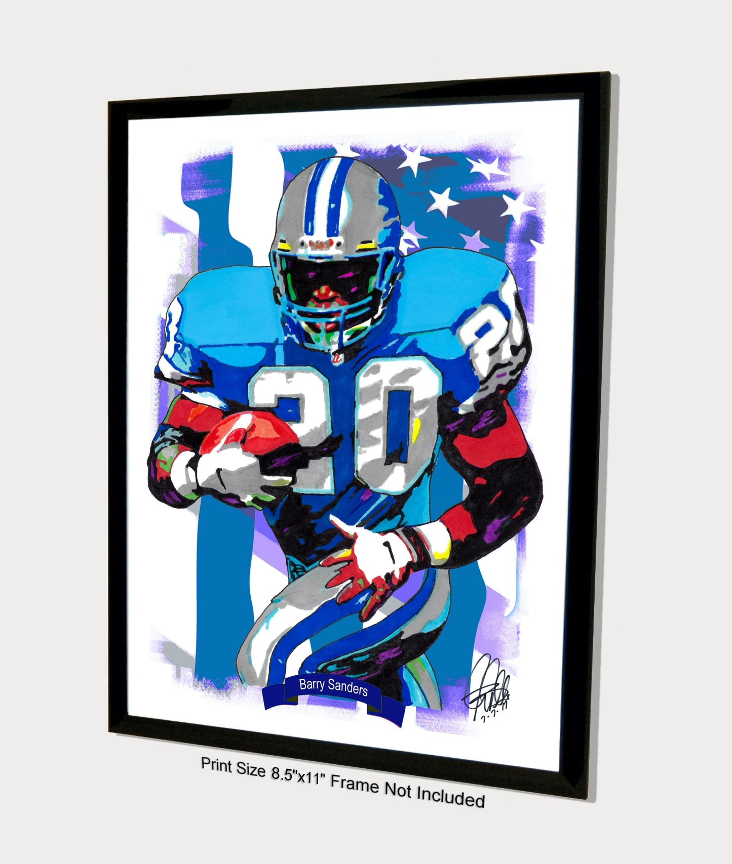 Barry Sanders Detroit Lions Football Sports Poster Print Wall Art 8.5x11