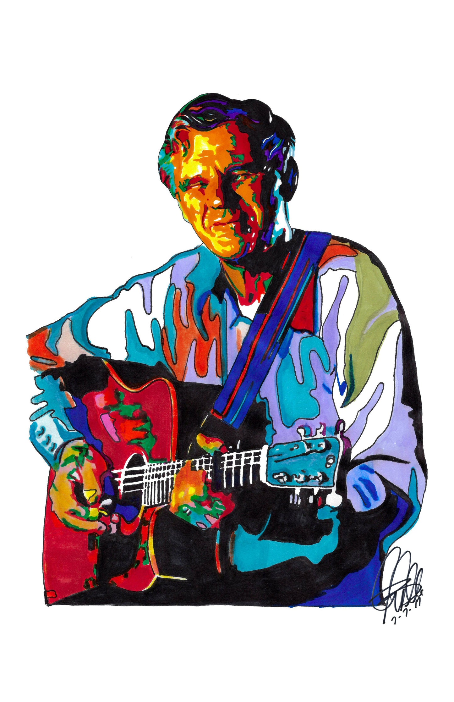 Doc Watson Guitar Bluegrass Country Music Poster Print Wall Art 11x17