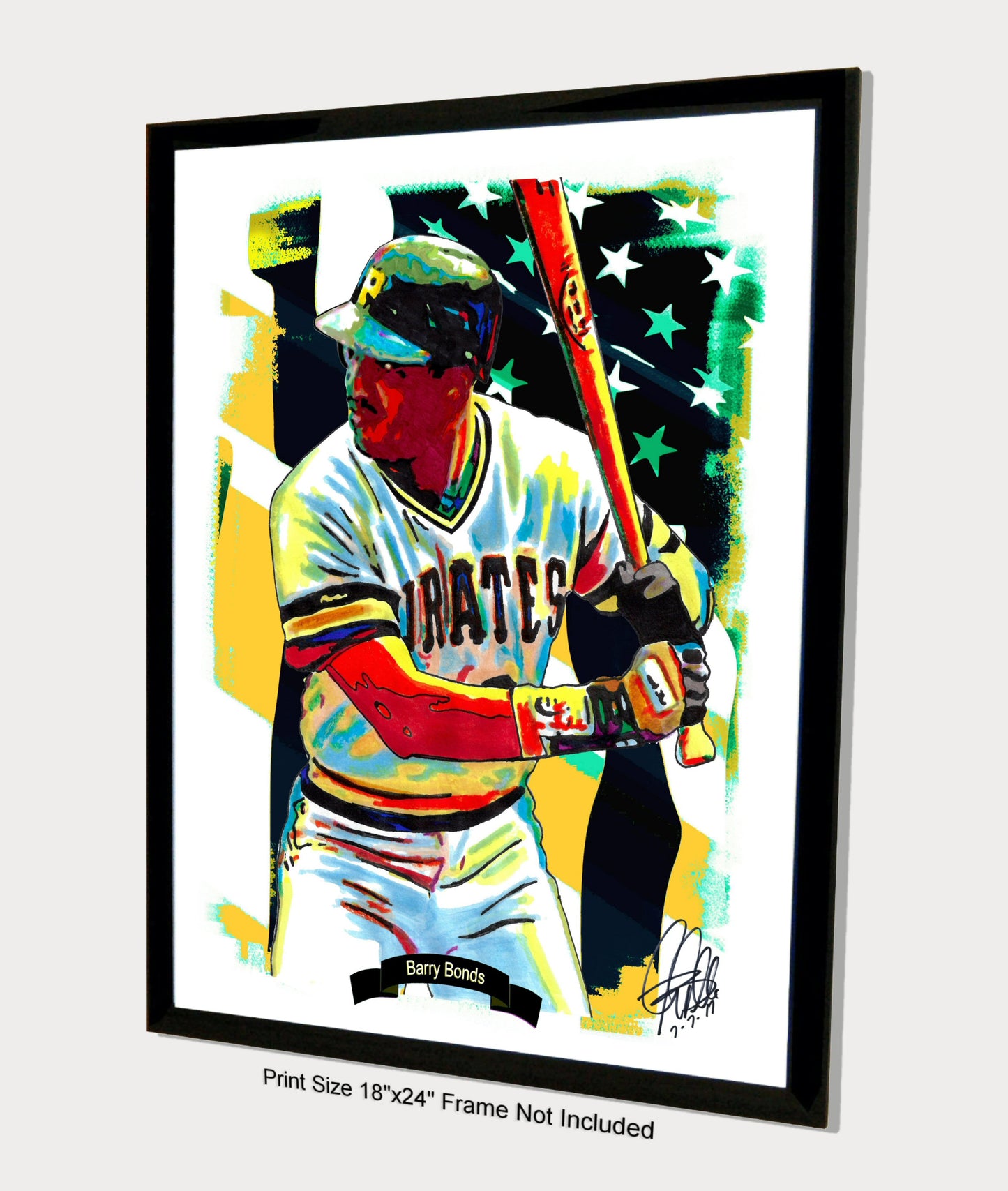 Barry Bonds Pittsburgh Pirates Baseball Sports Poster Print Wall Art 18x24