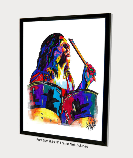 Bob Burns Lynyrd Skynyrd Drums Rock Music Poster Print Wall Art 8.5x11