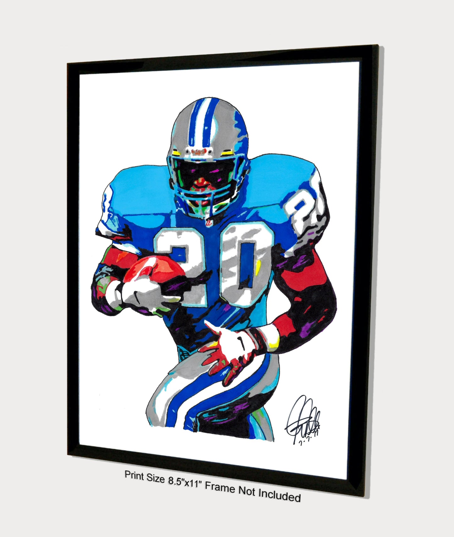 Barry Sanders Detroit Lions Football Poster Print Wall Art 8.5x11