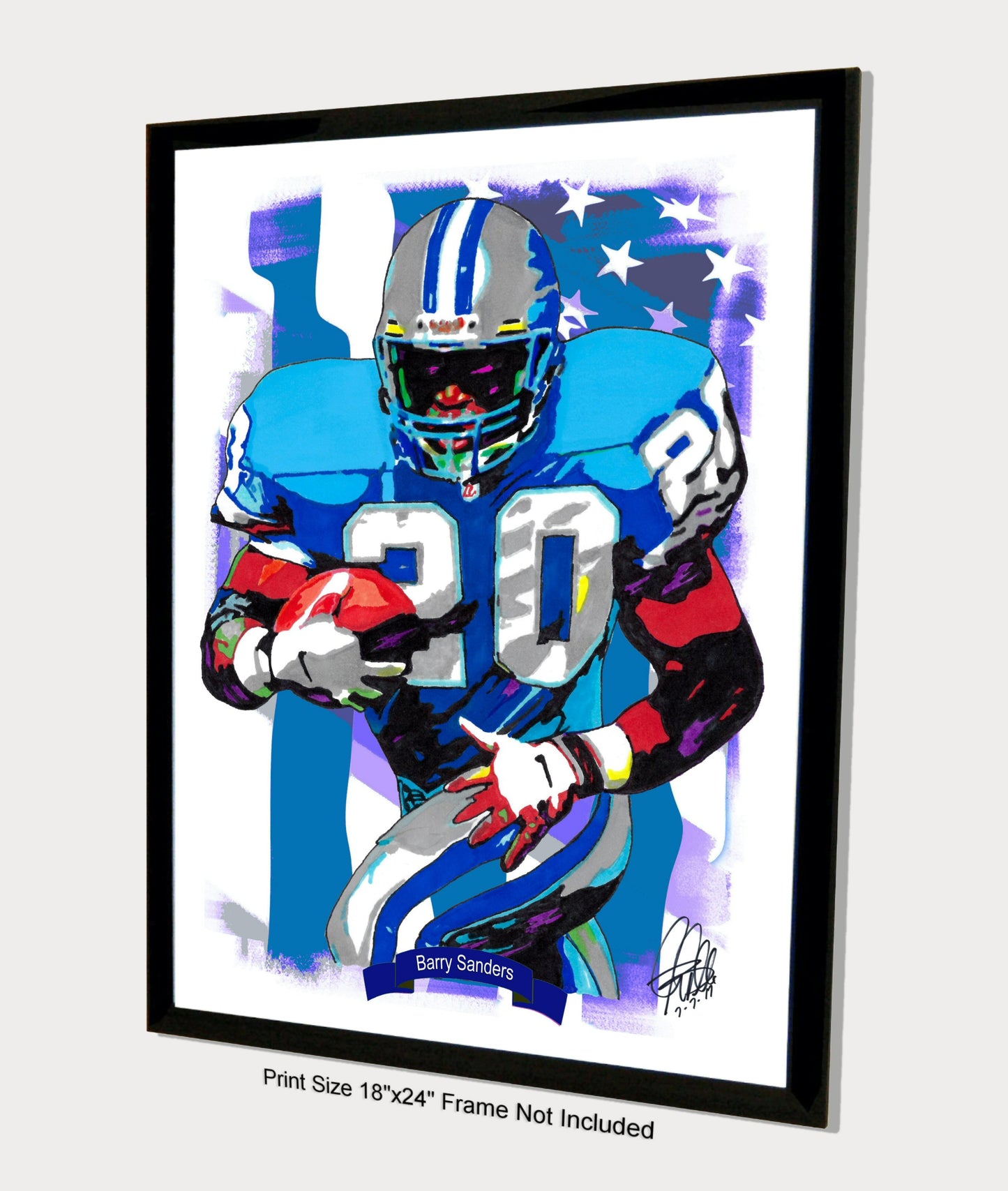 Barry Sanders Detroit Lions Football Sports Poster Print Wall Art 18x24