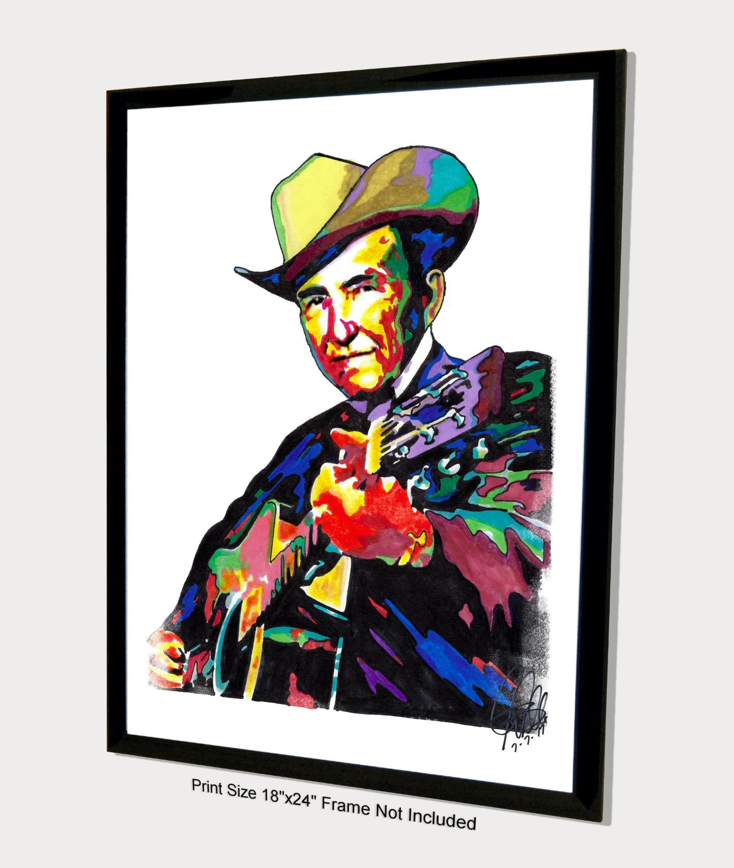 Lester Flatt Guitar Bluegrass Country Music Poster Print Wall Art 18x24