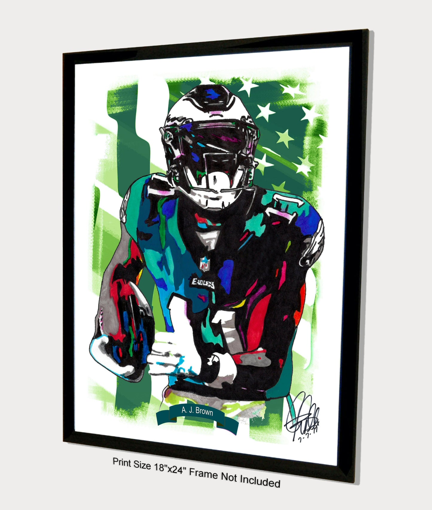 AJ Brown Philadelphia Eagles Football Sports Poster Print Wall Art 18x24