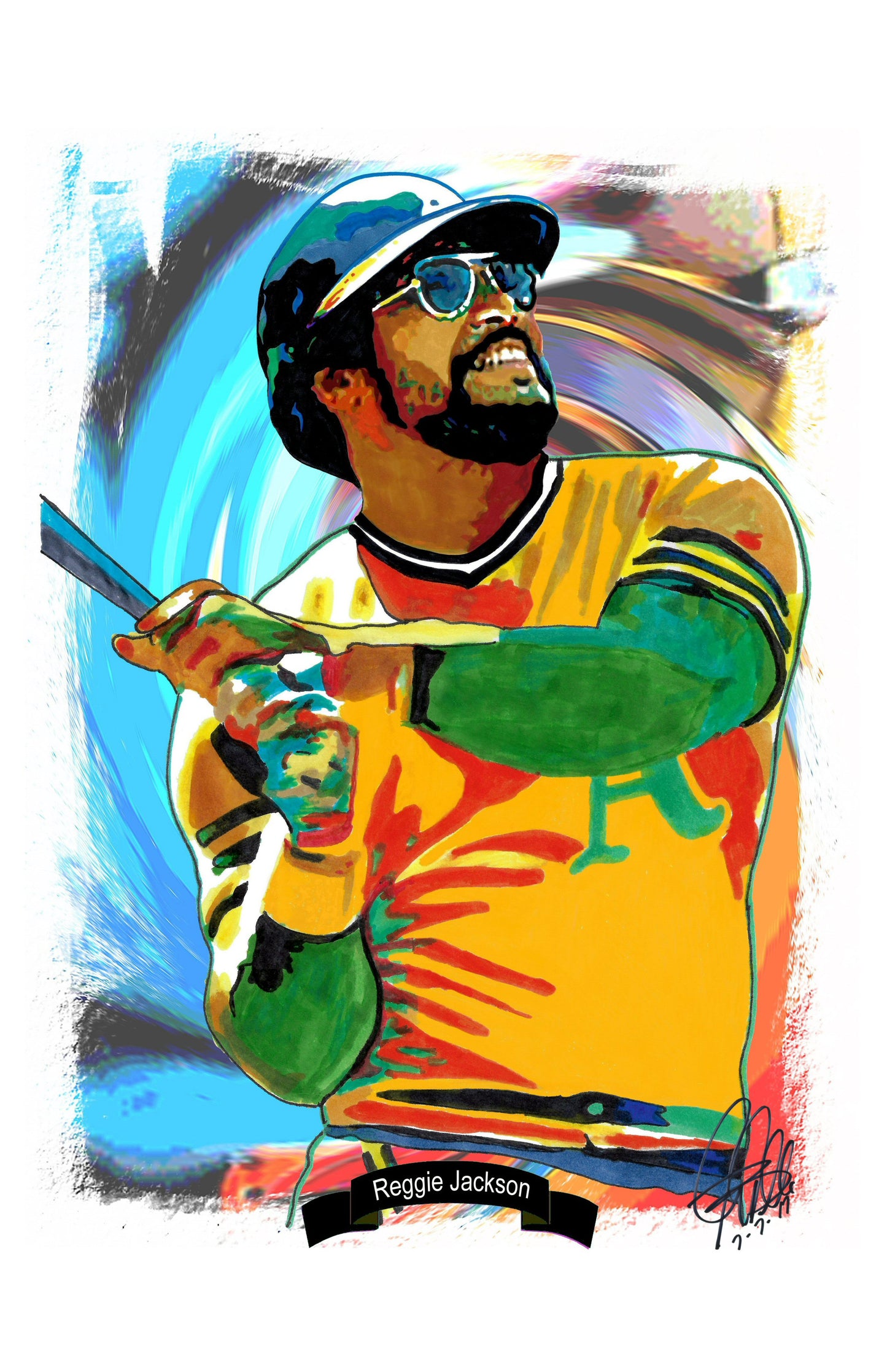 Reggie Jackson Oakland Athletics Baseball Sports Poster Print Wall Art 11x17