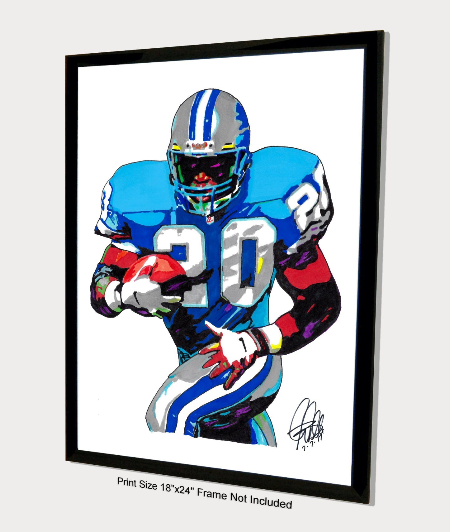 Barry Sanders Detroit Lions Football Poster Print Wall Art 18x24