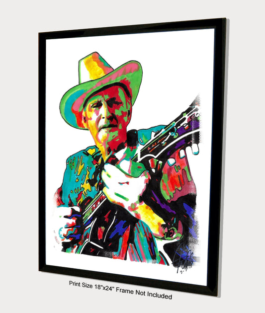 Bill Monroe Mandolin Bluegrass Country Music Poster Print Wall Art 18x24