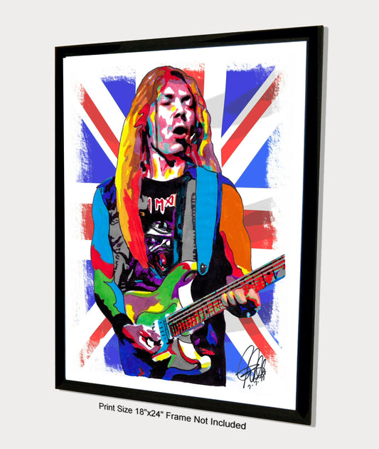 Dave Murray Iron Maiden Guitar Hard Rock Music Poster Print Wall Art 18x24