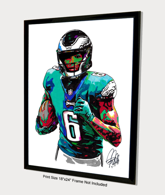 DeVonta Smith Philadelphia Eagles Football Sports Poster Print Wall Art 18x24