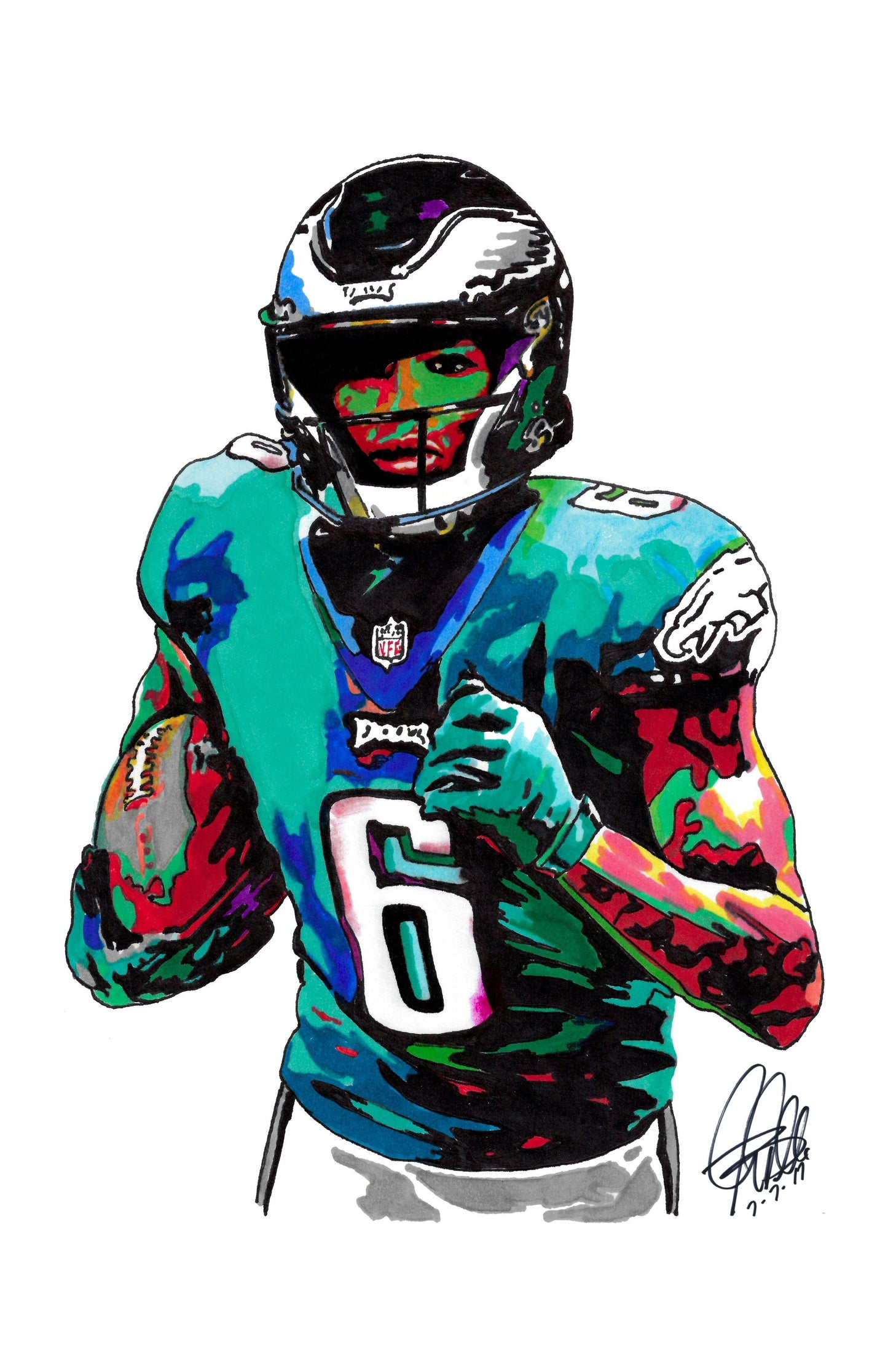 DeVonta Smith Philadelphia Eagles Football Sports Poster Print Wall Art 11x17