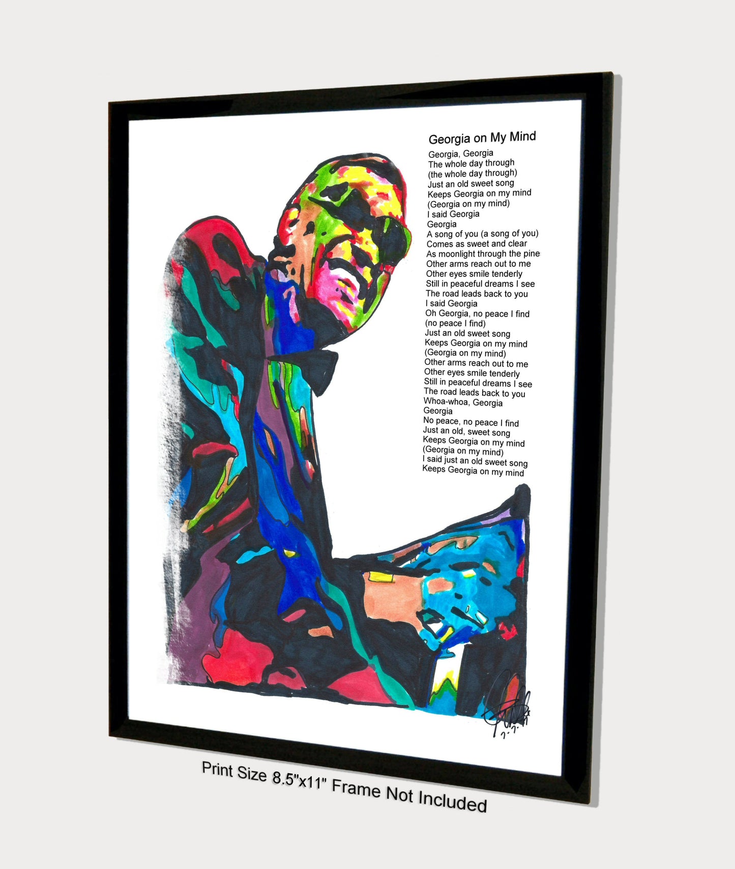 Ray Charles Georgia on My Mind Soul Piano Music Poster Print Wall Art 8.5x11