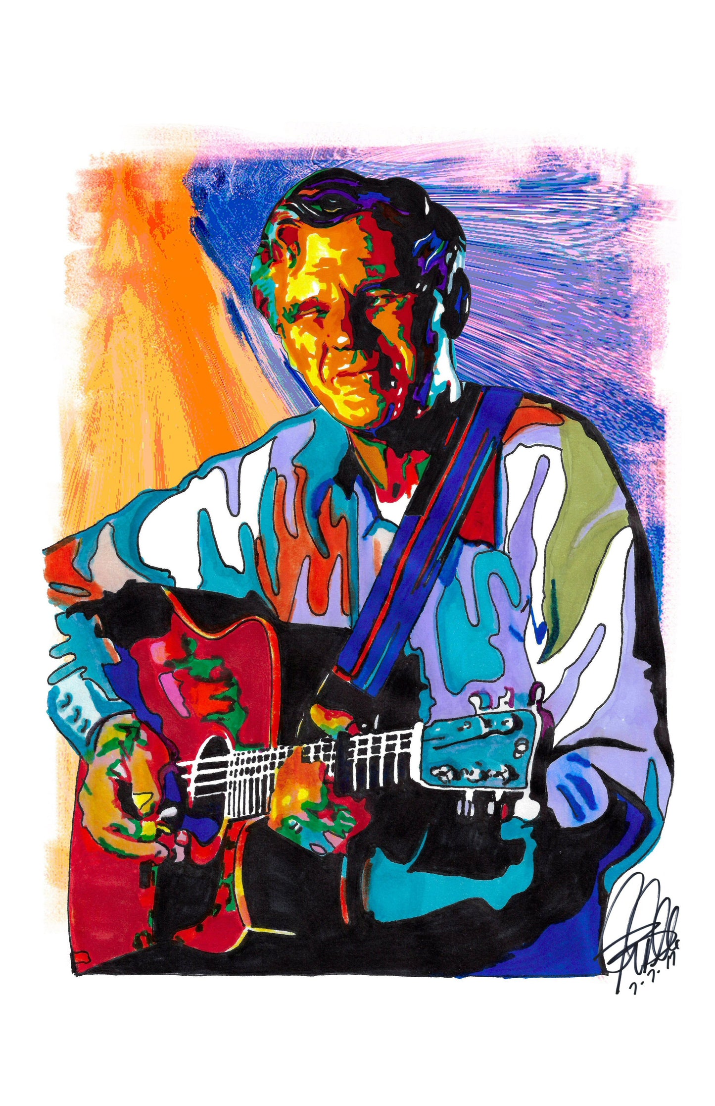 Doc Watson Guitar Bluegrass Folk Country Music Poster Print Wall Art 11x17