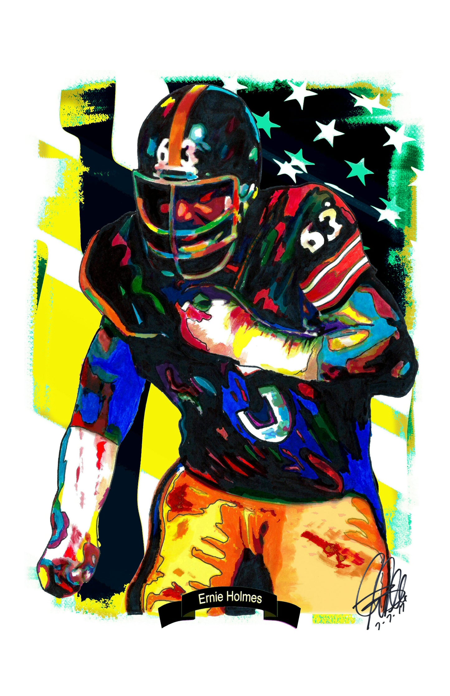 Ernie Holmes Pittsburgh Steelers Football Poster Print Wall Art 11x17